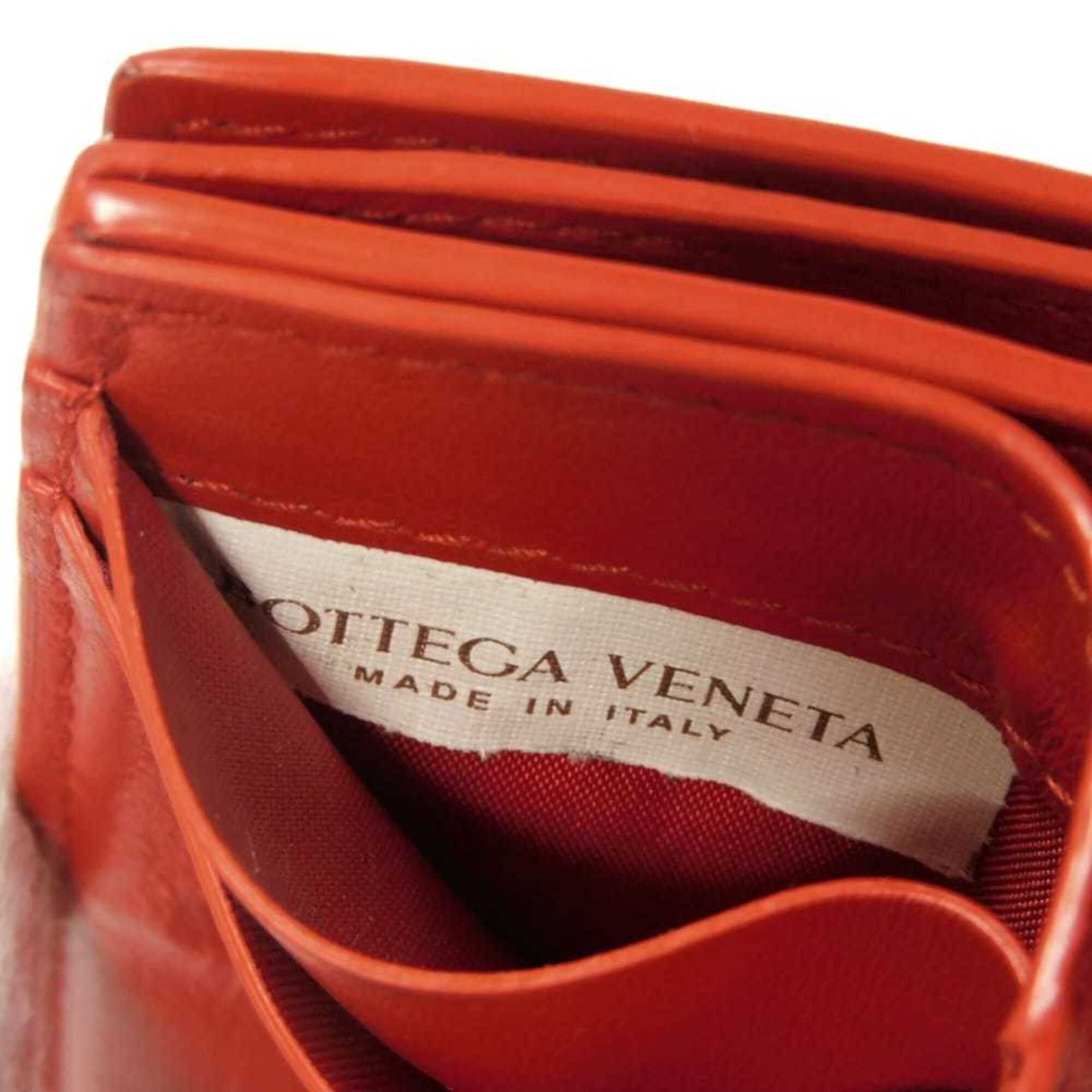 Bottega Veneta Bottega Veneta Tiny Nappa Calf Tri-fold Wallet with RFID IC Chip, Maxi Intrecciato, Red, 635561, Men's & Women's Size ONE SIZE - 7 Thumbnail