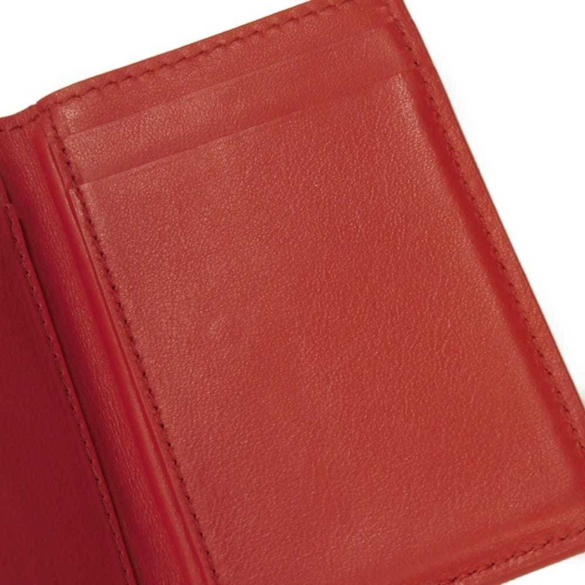 Bottega Veneta Bottega Veneta Tiny Nappa Calf Tri-fold Wallet with RFID IC Chip, Maxi Intrecciato, Red, 635561, Men's & Women's Size ONE SIZE - 16 Thumbnail