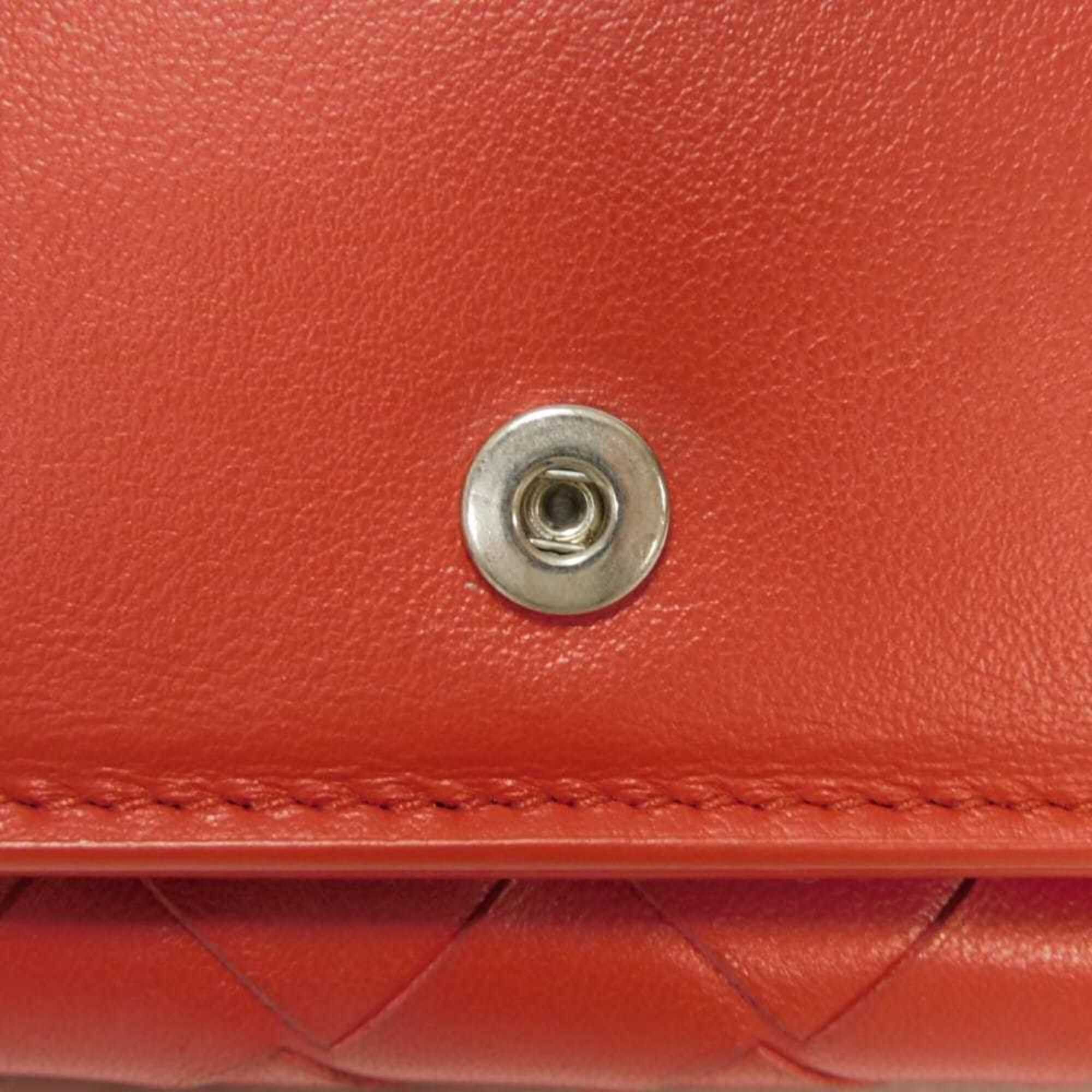 Bottega Veneta Bottega Veneta Tiny Nappa Calf Tri-fold Wallet with RFID IC Chip, Maxi Intrecciato, Red, 635561, Men's & Women's Size ONE SIZE - 25 Thumbnail