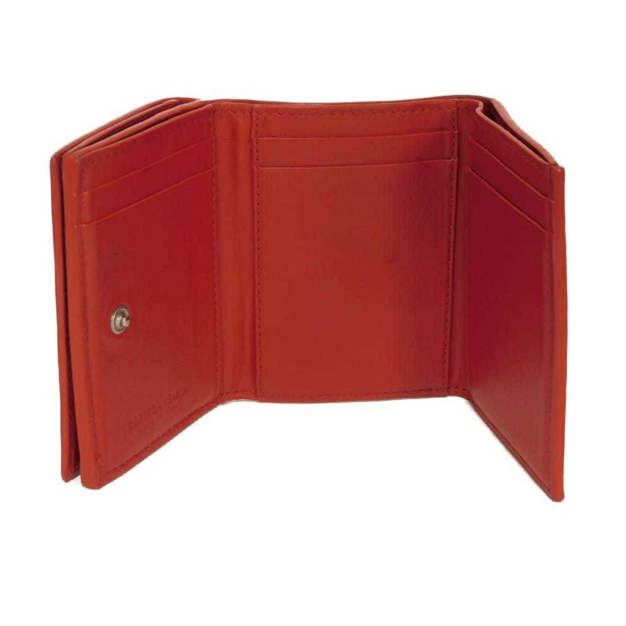 Bottega Veneta Bottega Veneta Tiny Nappa Calf Tri-fold Wallet with RFID IC Chip, Maxi Intrecciato, Red, 635561, Men's & Women's Size ONE SIZE - 5 Thumbnail
