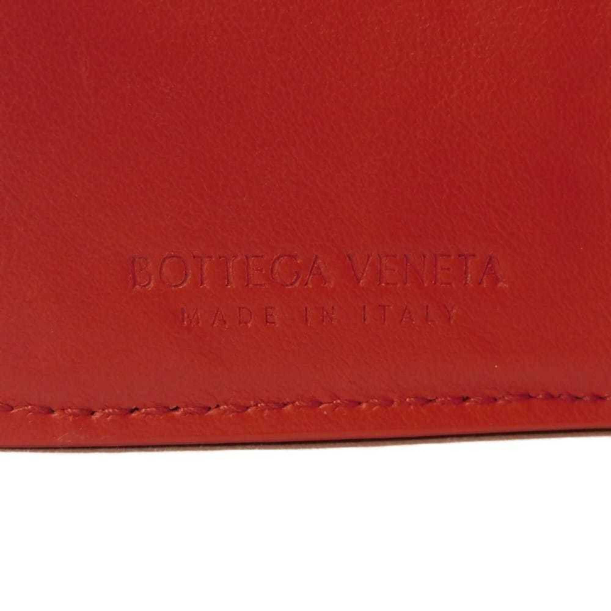 Bottega Veneta Bottega Veneta Tiny Nappa Calf Tri-fold Wallet with RFID IC Chip, Maxi Intrecciato, Red, 635561, Men's & Women's Size ONE SIZE - 6 Thumbnail