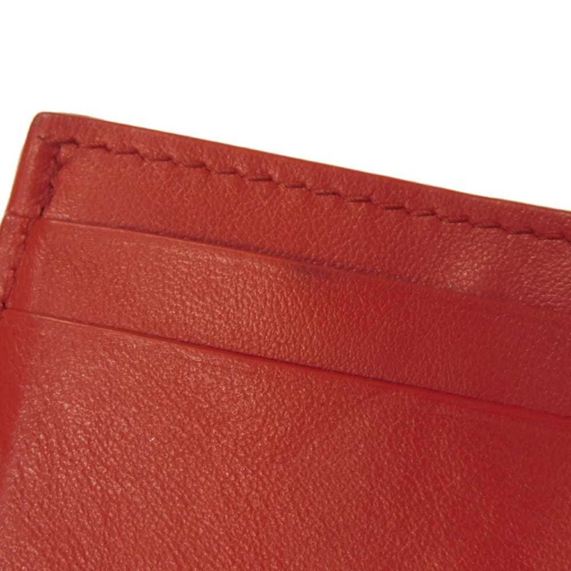 Bottega Veneta Bottega Veneta Tiny Nappa Calf Tri-fold Wallet with RFID IC Chip, Maxi Intrecciato, Red, 635561, Men's & Women's Size ONE SIZE - 12 Thumbnail