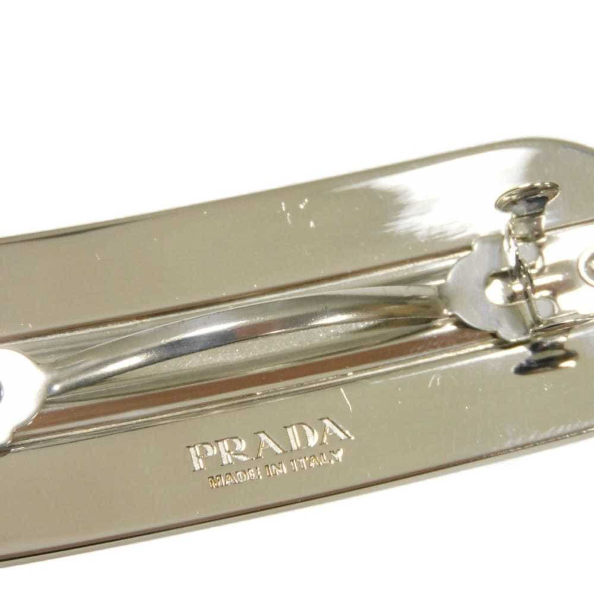 Prada Prada Barrette Logo Metal Hair Clip Enamel Pastel Pink Stainless Steel Silver Petalo 1IF022 2BA6 F0442 Women's Size ONE SIZE - 5 Thumbnail