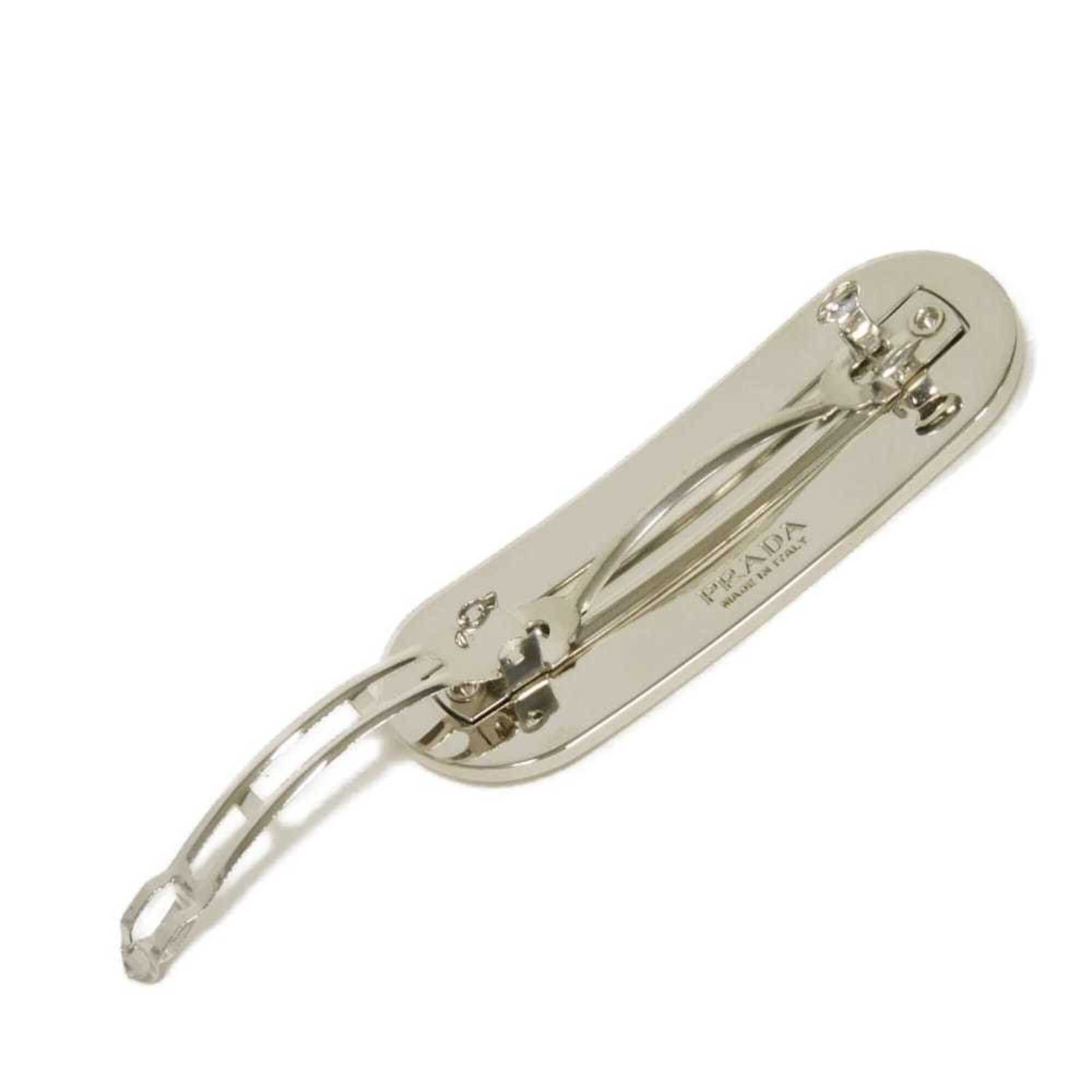 Prada Prada Barrette Logo Metal Hair Clip Enamel Pastel Pink Stainless Steel Silver Petalo 1IF022 2BA6 F0442 Women's Size ONE SIZE - 4 Thumbnail