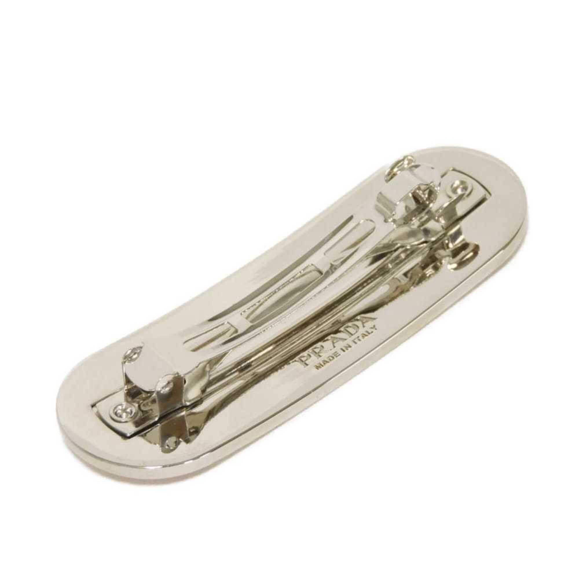 Prada Prada Barrette Logo Metal Hair Clip Enamel Pastel Pink Stainless Steel Silver Petalo 1IF022 2BA6 F0442 Women's Size ONE SIZE - 3 Thumbnail