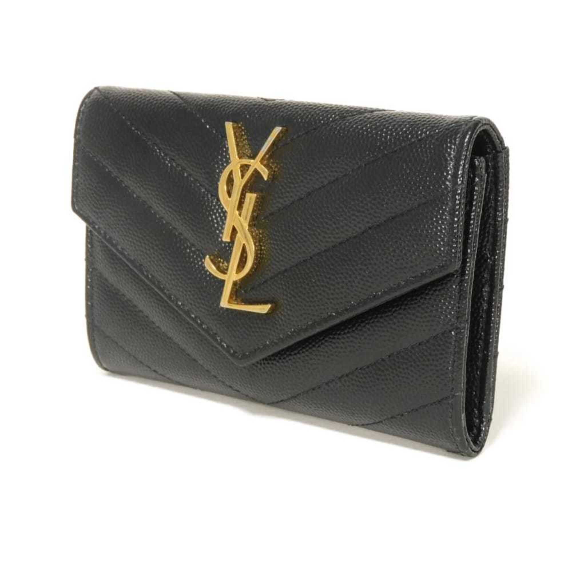 Yves Saint Laurent Yves Saint Laurent Saint Laurent Paris Monogram Small Envelope Quilted Calfskin Bi-fold Wallet, Black, 414404 BOW01 1000, Men's & Women's Size ONE SIZE - 2 Thumbnail