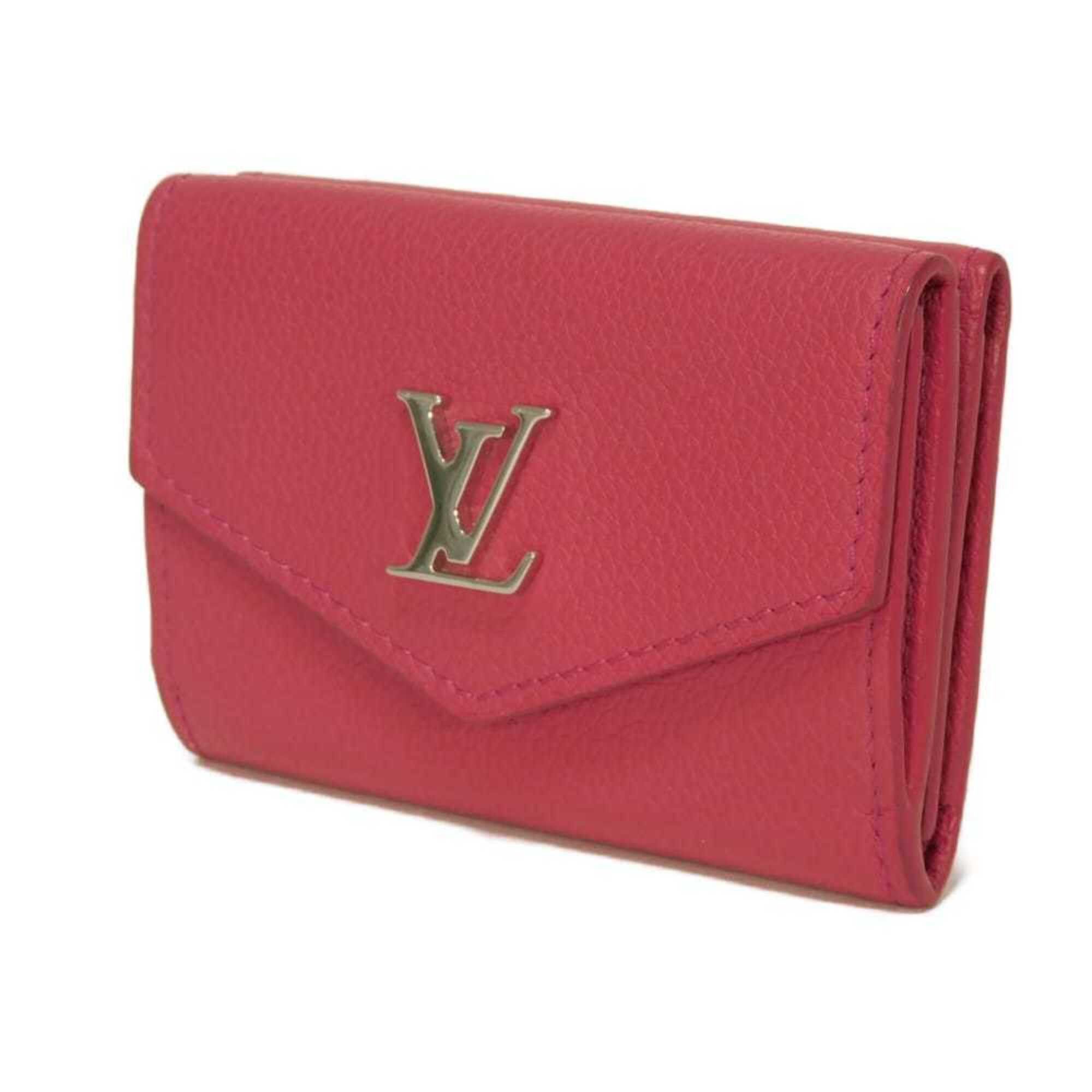 Louis Vuitton Louis Vuitton Portefeuille Lock Mini Tri-fold Wallet, Japan Limited Edition, Grain Calf Leather, Fuchsia Silver Pink Sky, M83039, Women's Size ONE SIZE - 2 Thumbnail