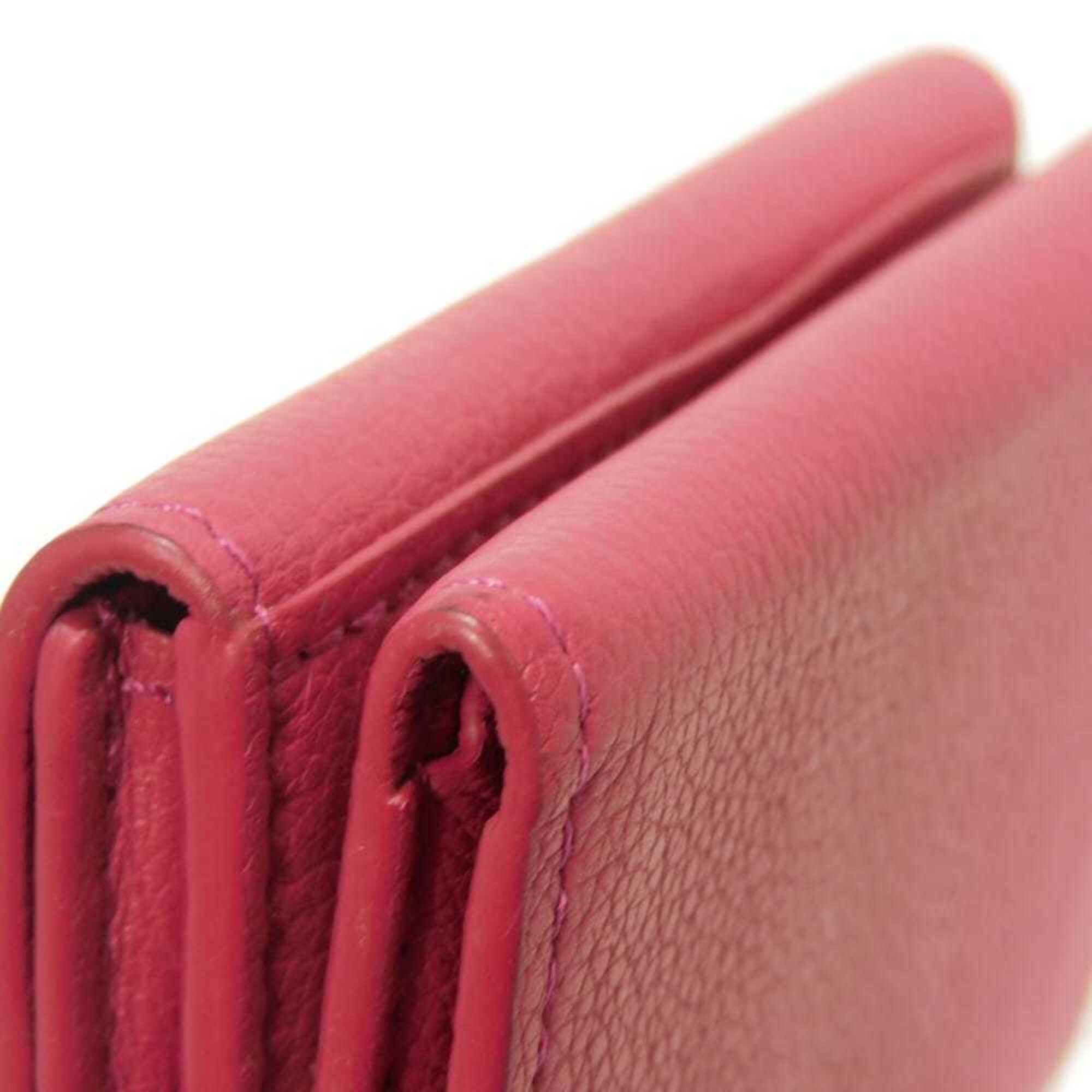 Louis Vuitton Louis Vuitton Portefeuille Lock Mini Tri-fold Wallet, Japan Limited Edition, Grain Calf Leather, Fuchsia Silver Pink Sky, M83039, Women's Size ONE SIZE - 24 Thumbnail