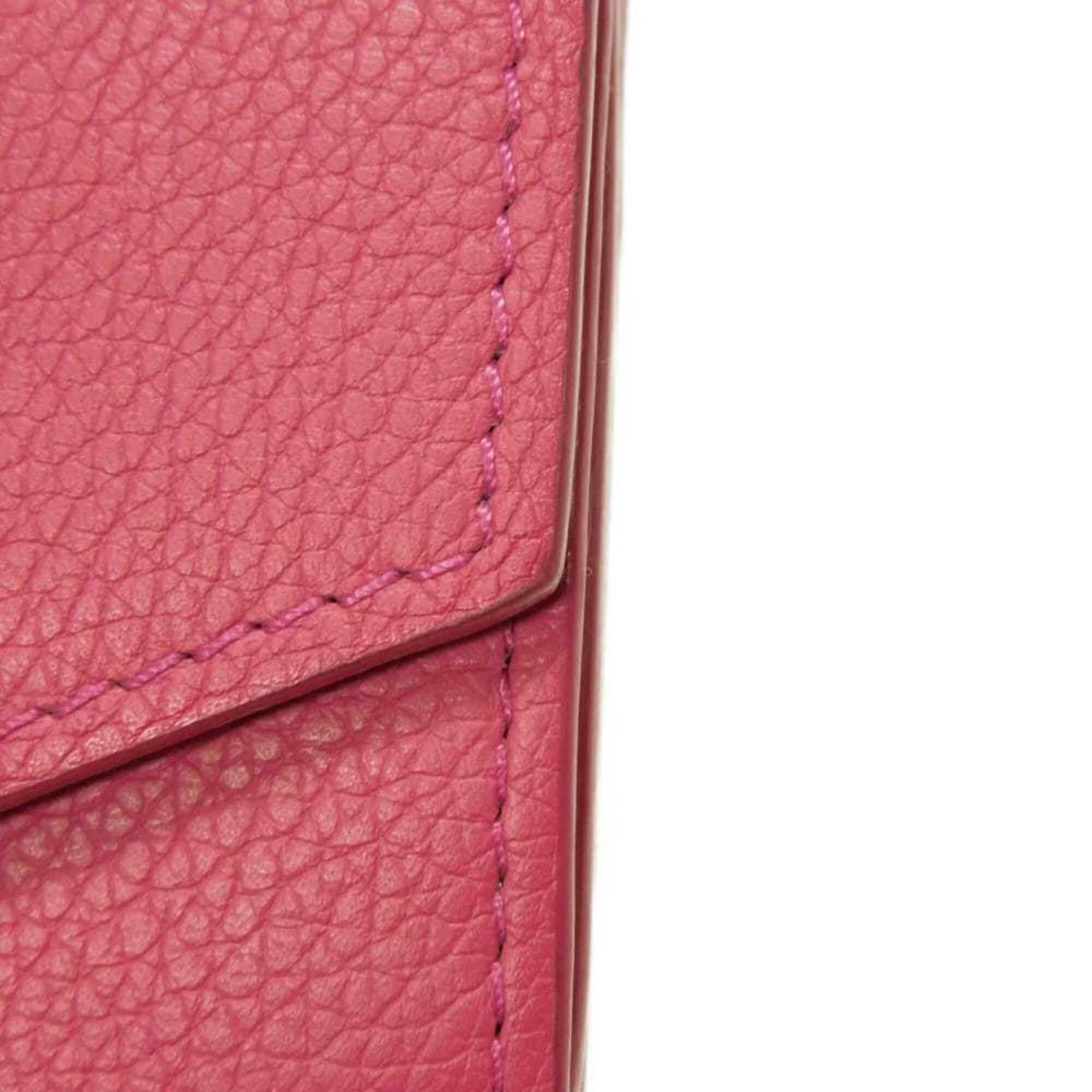 Louis Vuitton Louis Vuitton Portefeuille Lock Mini Tri-fold Wallet, Japan Limited Edition, Grain Calf Leather, Fuchsia Silver Pink Sky, M83039, Women's Size ONE SIZE - 22 Thumbnail