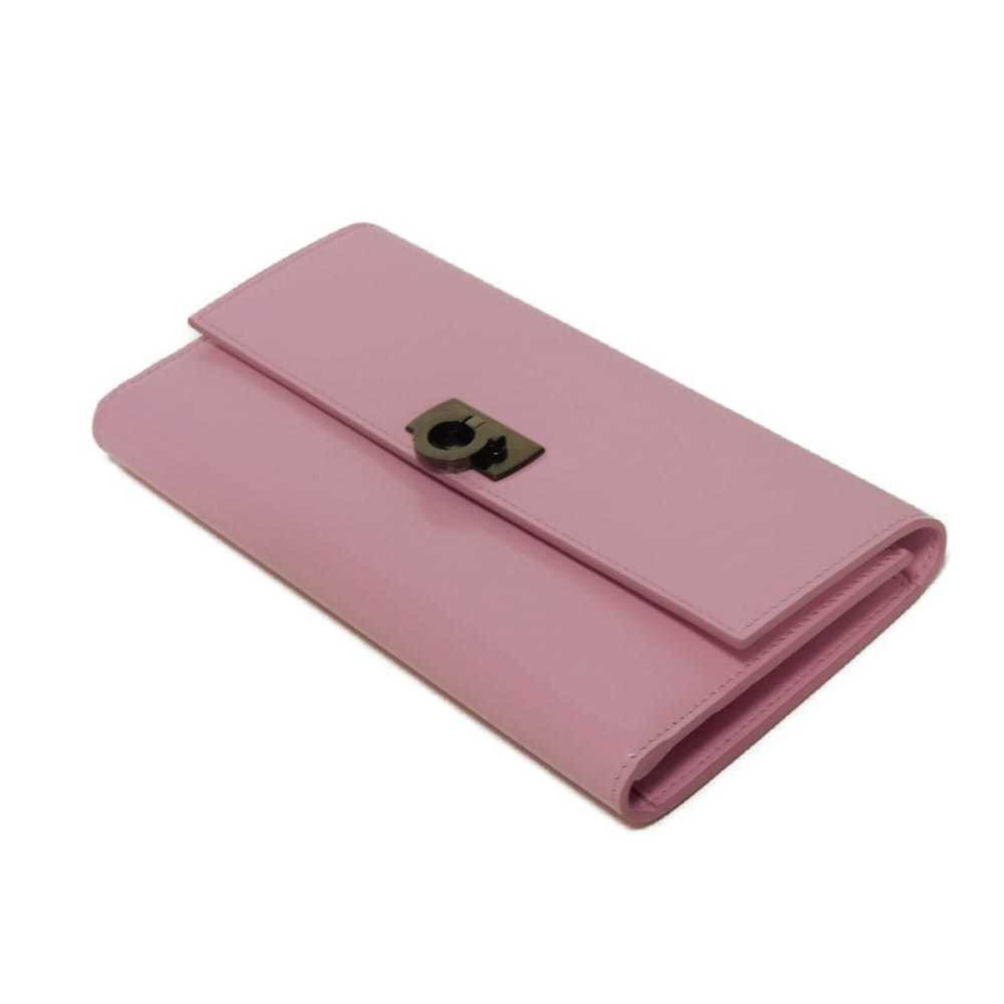 Salvatore Ferragamo Salvatore Ferragamo Wanda Long Flap Wallet, New Logo, Calfskin, Pink, Tri-fold, Gancini Bubblegum, 220433, Women's Size ONE SIZE - 4 Thumbnail
