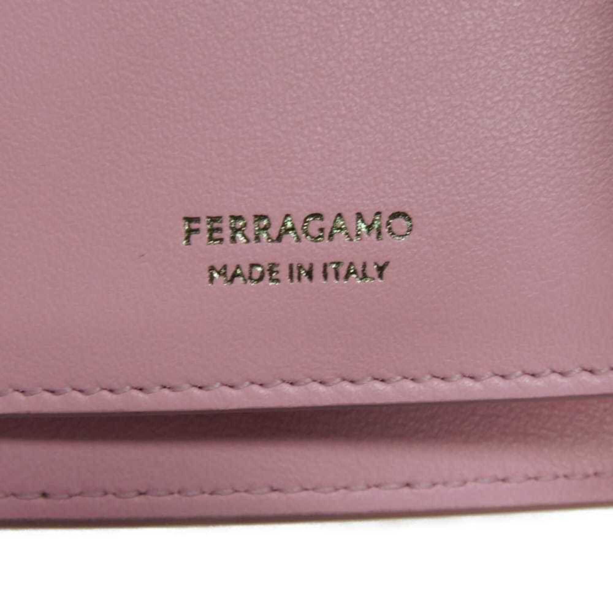 Salvatore Ferragamo Salvatore Ferragamo Wanda Long Flap Wallet, New Logo, Calfskin, Pink, Tri-fold, Gancini Bubblegum, 220433, Women's Size ONE SIZE - 6 Thumbnail