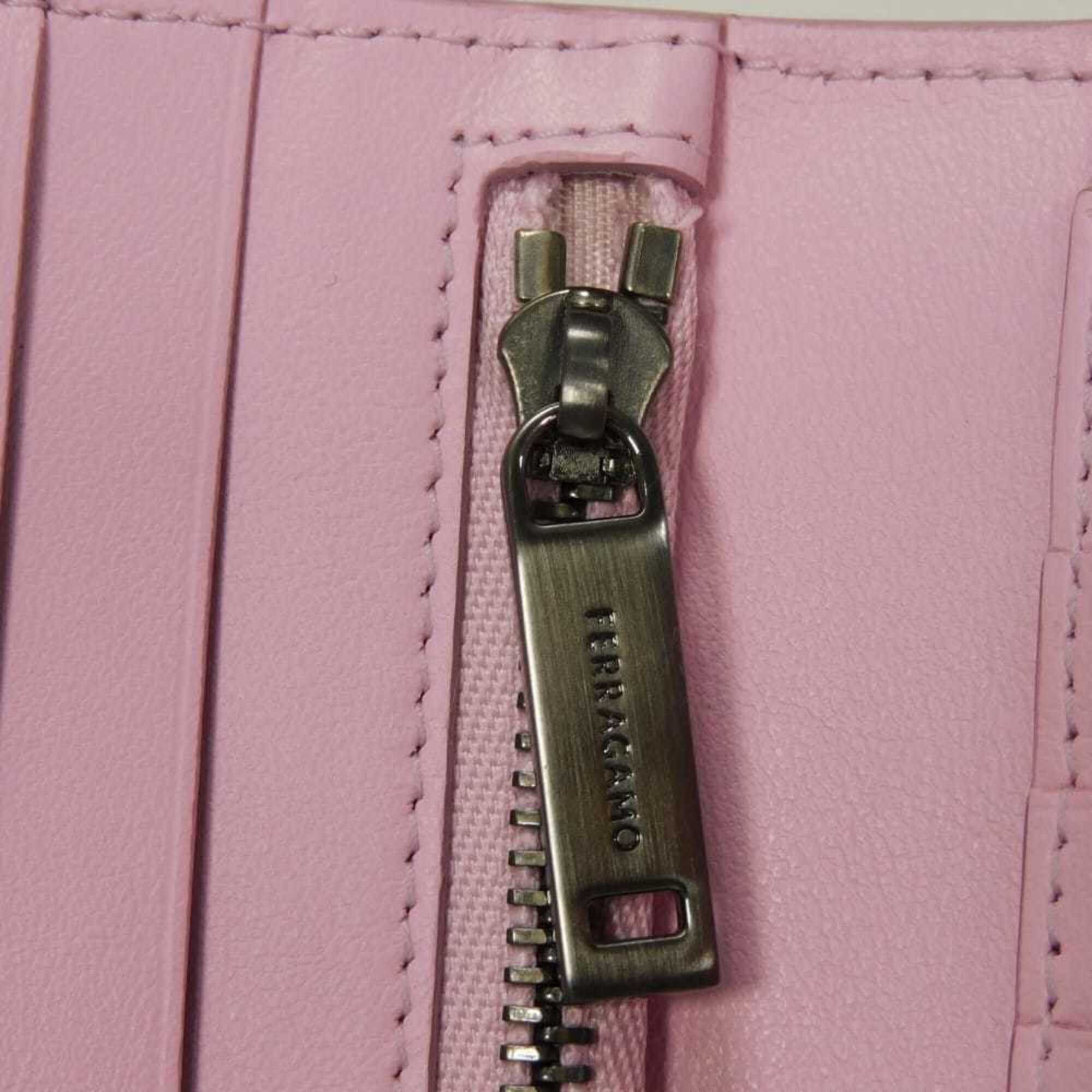 Salvatore Ferragamo Salvatore Ferragamo Wanda Long Flap Wallet, New Logo, Calfskin, Pink, Tri-fold, Gancini Bubblegum, 220433, Women's Size ONE SIZE - 11 Thumbnail