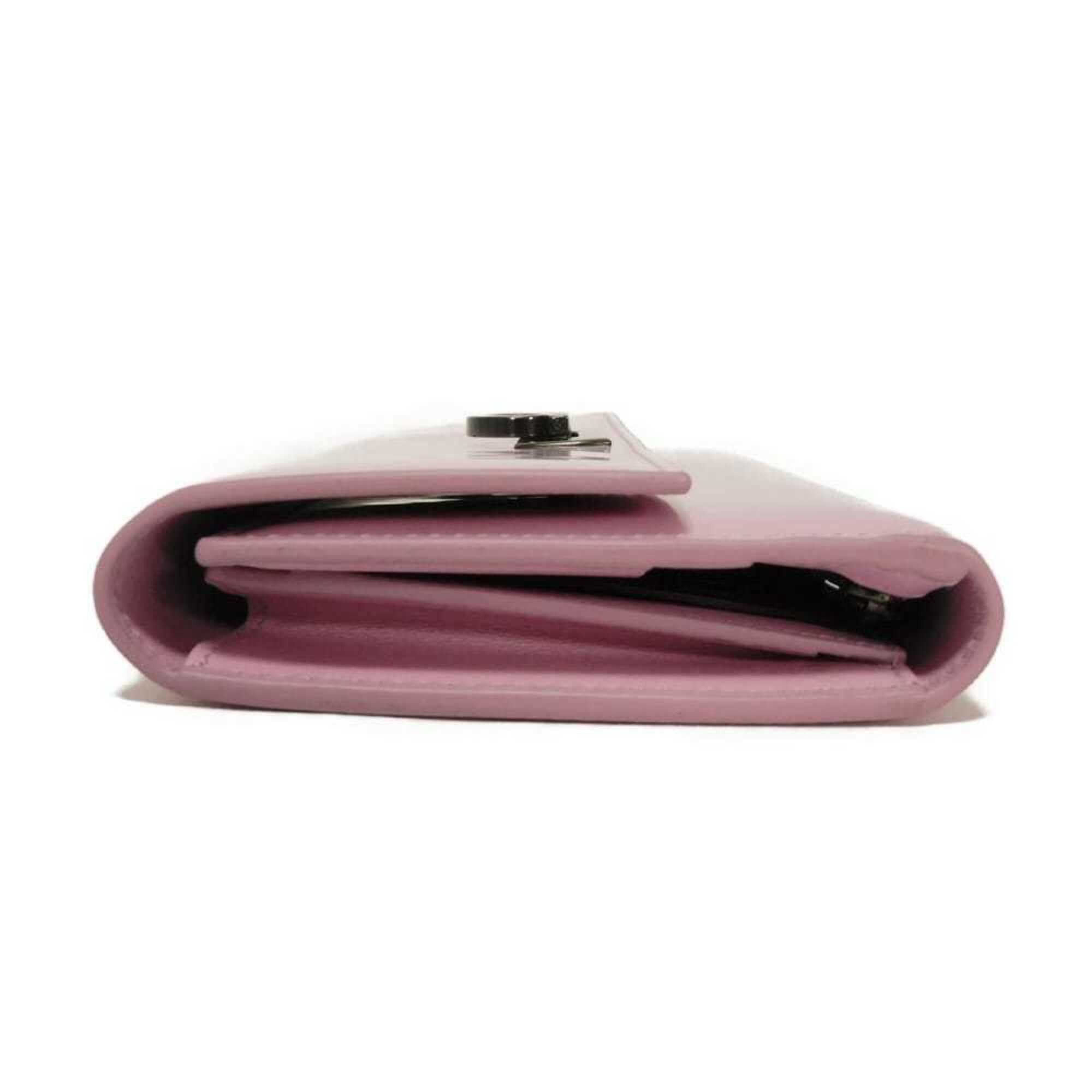 Salvatore Ferragamo Salvatore Ferragamo Wanda Long Flap Wallet, New Logo, Calfskin, Pink, Tri-fold, Gancini Bubblegum, 220433, Women's Size ONE SIZE - 16 Thumbnail