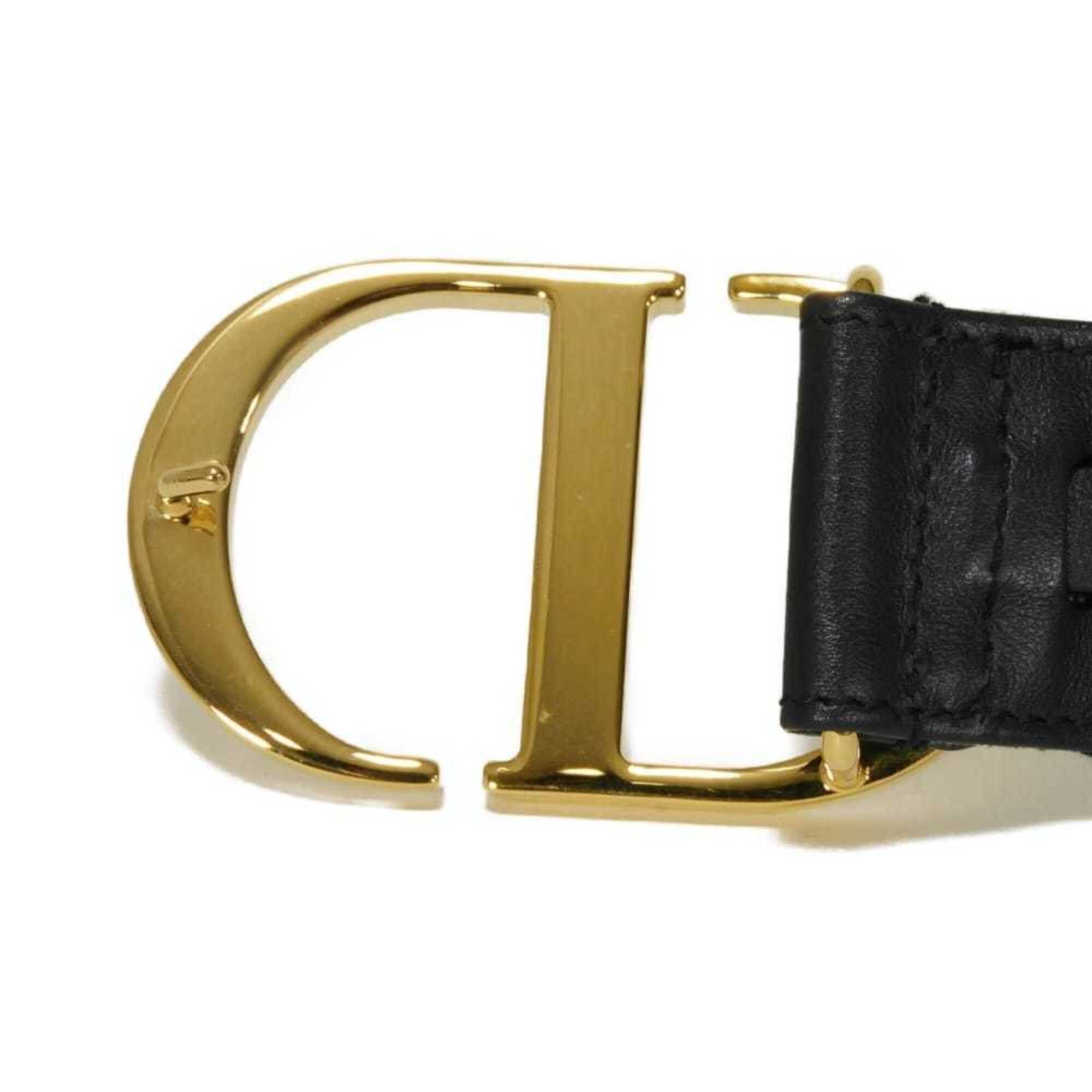 Dior Christian Dior Dior belt, size 30 Montaigne, 35mm, 75cm, CD logo, calfskin, black/navy, oblique jacquard, cotton, beige, women's. Size ONE SIZE - 4 Thumbnail