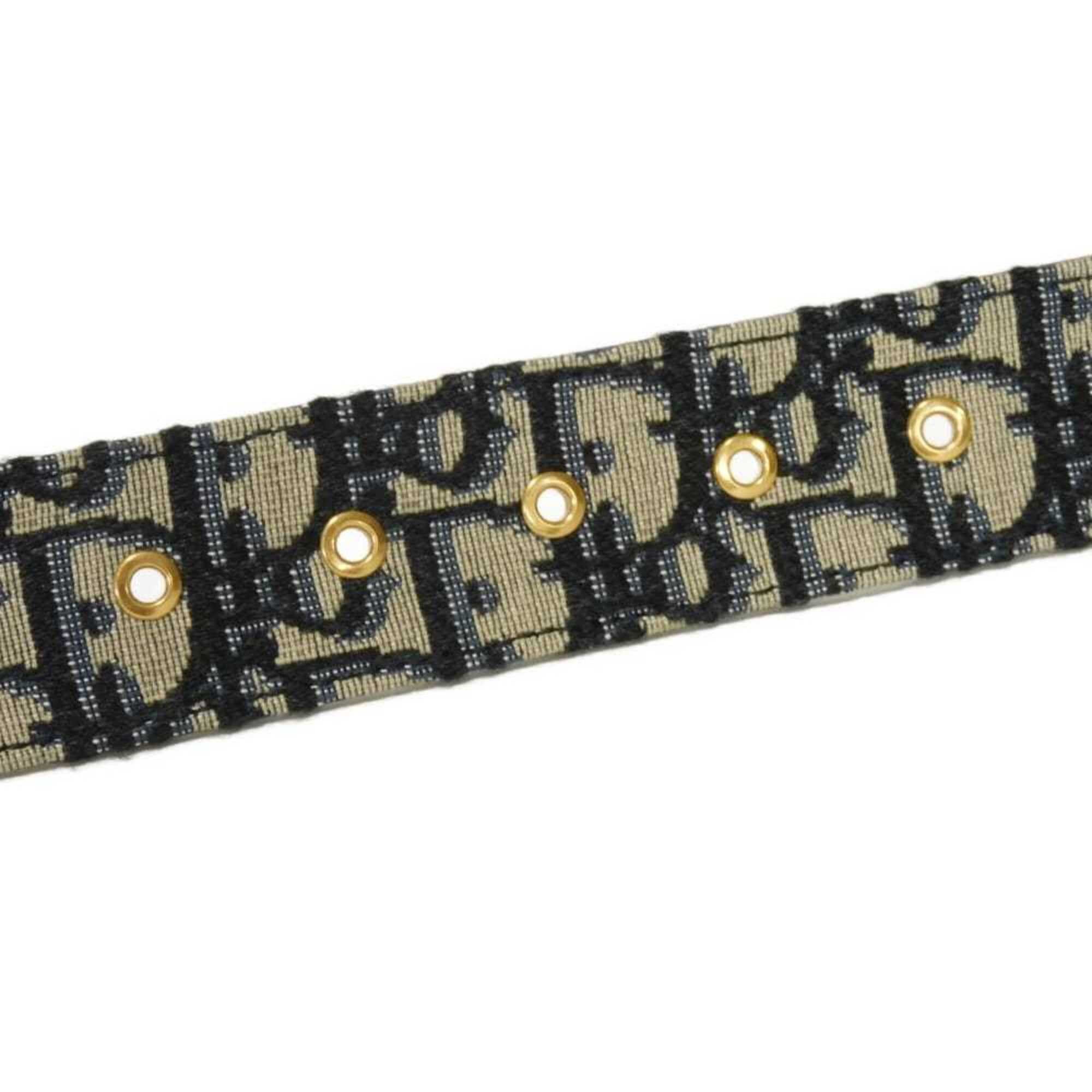 Dior Christian Dior Dior belt, size 30 Montaigne, 35mm, 75cm, CD logo, calfskin, black/navy, oblique jacquard, cotton, beige, women's. Size ONE SIZE - 6 Thumbnail