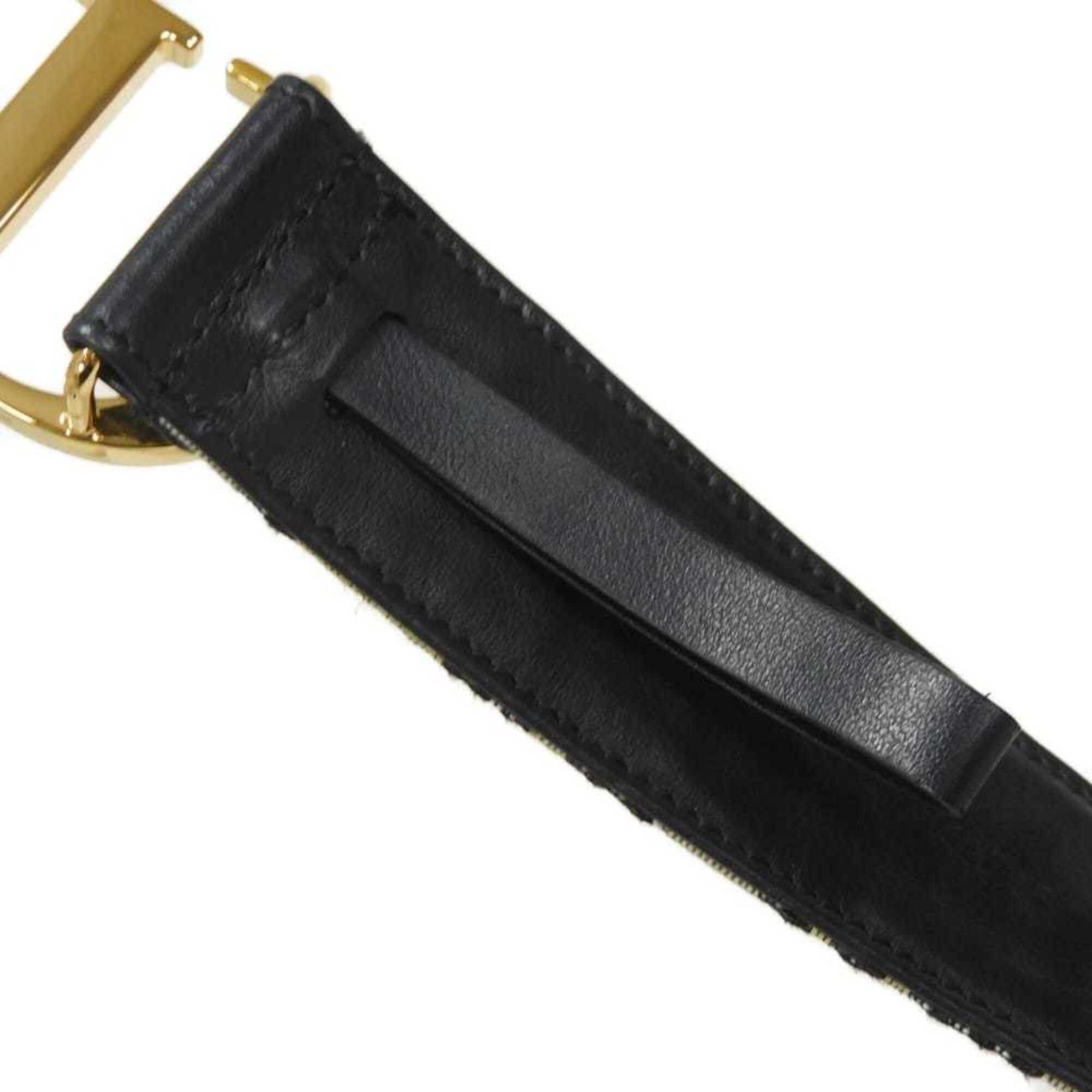 Dior Christian Dior Dior belt, size 30 Montaigne, 35mm, 75cm, CD logo, calfskin, black/navy, oblique jacquard, cotton, beige, women's. Size ONE SIZE - 8 Thumbnail