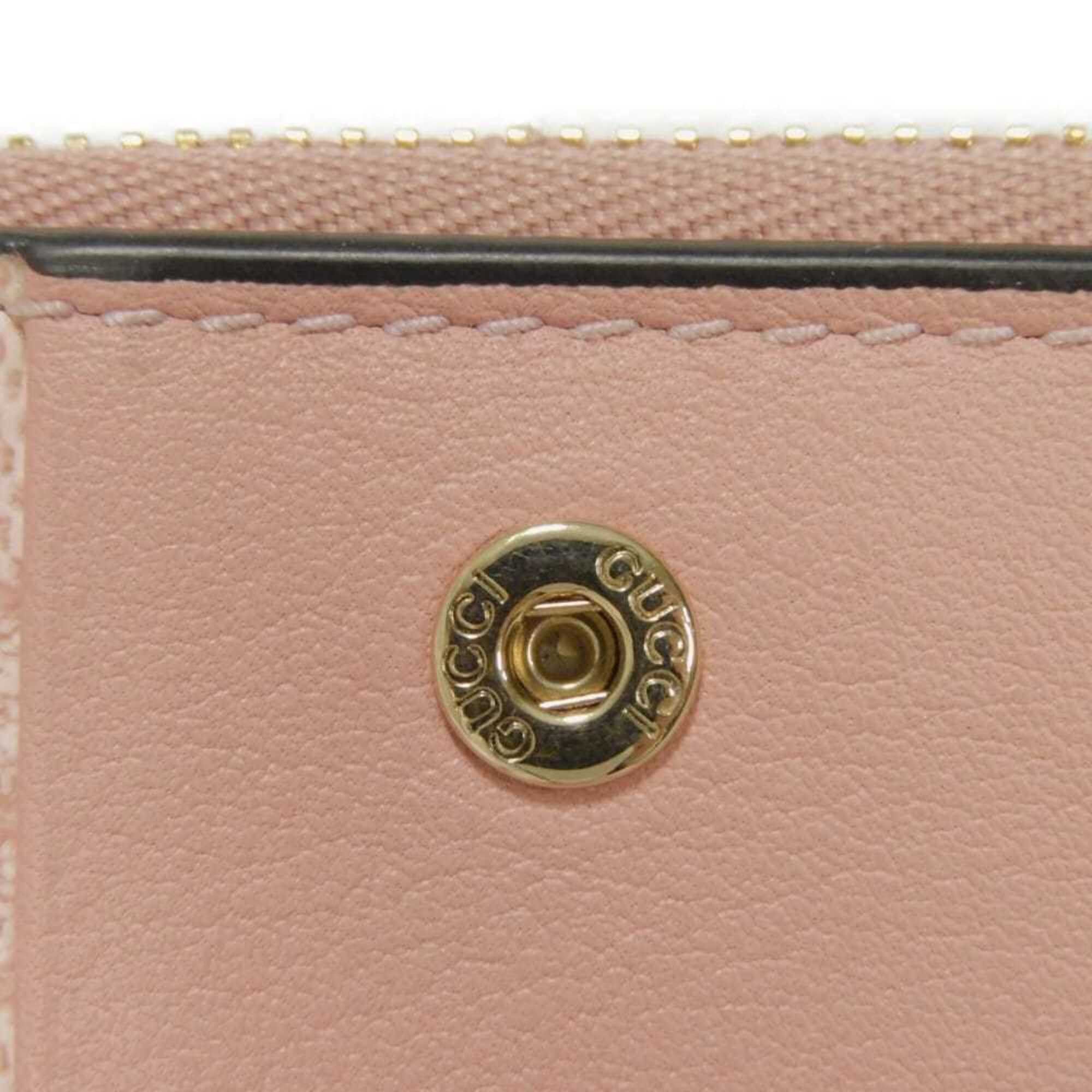 Gucci Gucci Bi-fold Wallet, GG Emblem, Medium Zip, Logo, Smooth Calfskin, Supreme, Dusty Pink, 826718 AAEQ7 6941, Women's Size ONE SIZE - 7 Thumbnail