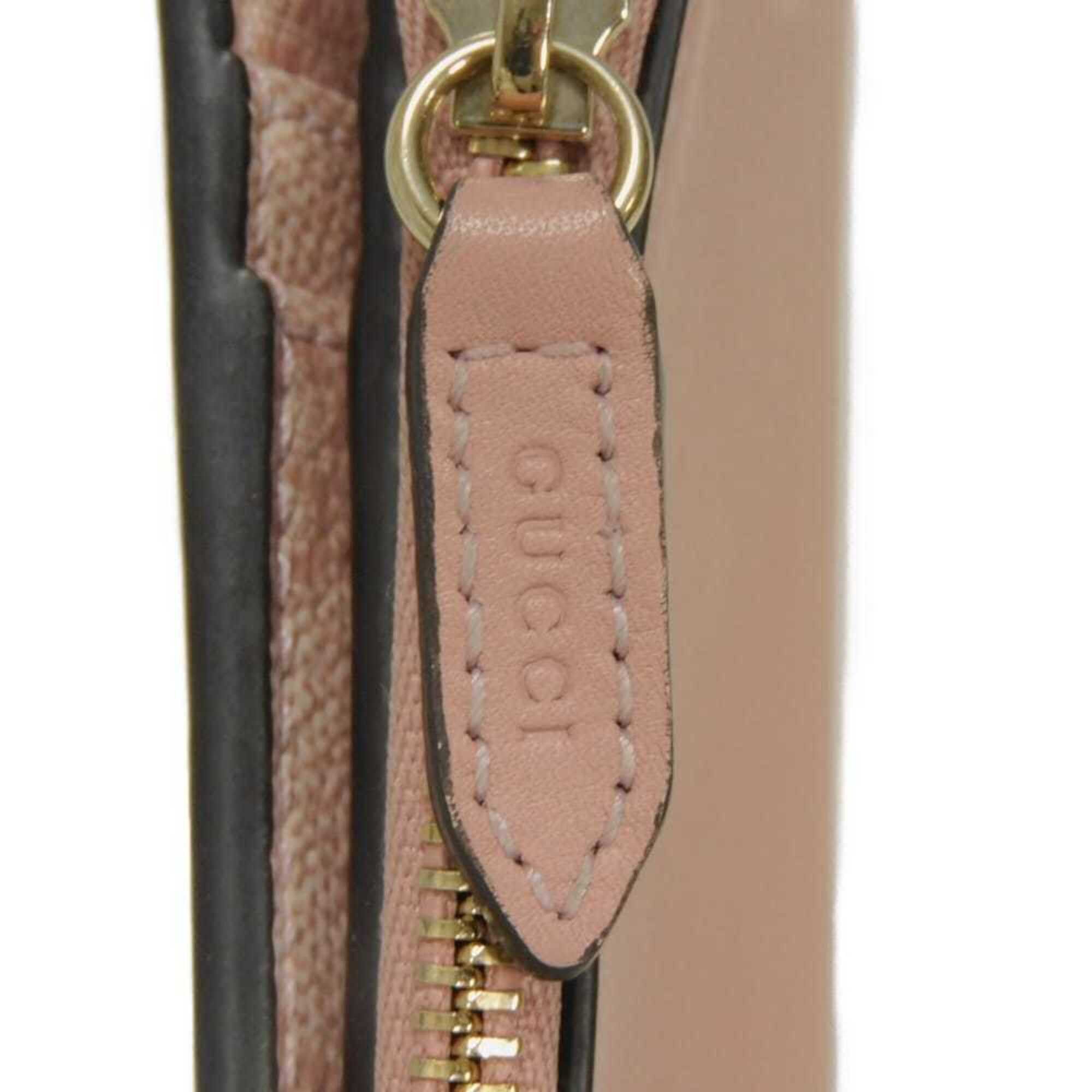 Gucci Gucci Bi-fold Wallet, GG Emblem, Medium Zip, Logo, Smooth Calfskin, Supreme, Dusty Pink, 826718 AAEQ7 6941, Women's Size ONE SIZE - 15 Thumbnail
