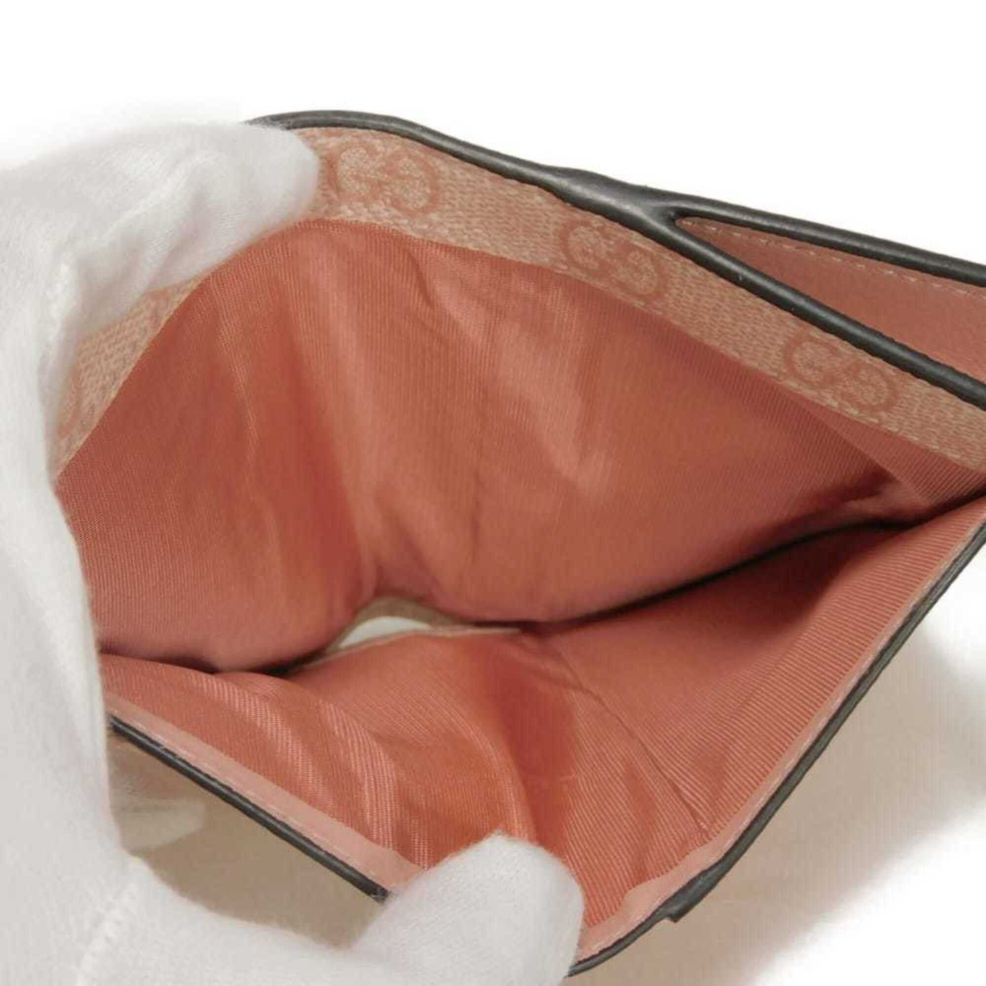 Gucci Gucci Bi-fold Wallet, GG Emblem, Medium Zip, Logo, Smooth Calfskin, Supreme, Dusty Pink, 826718 AAEQ7 6941, Women's Size ONE SIZE - 13 Thumbnail