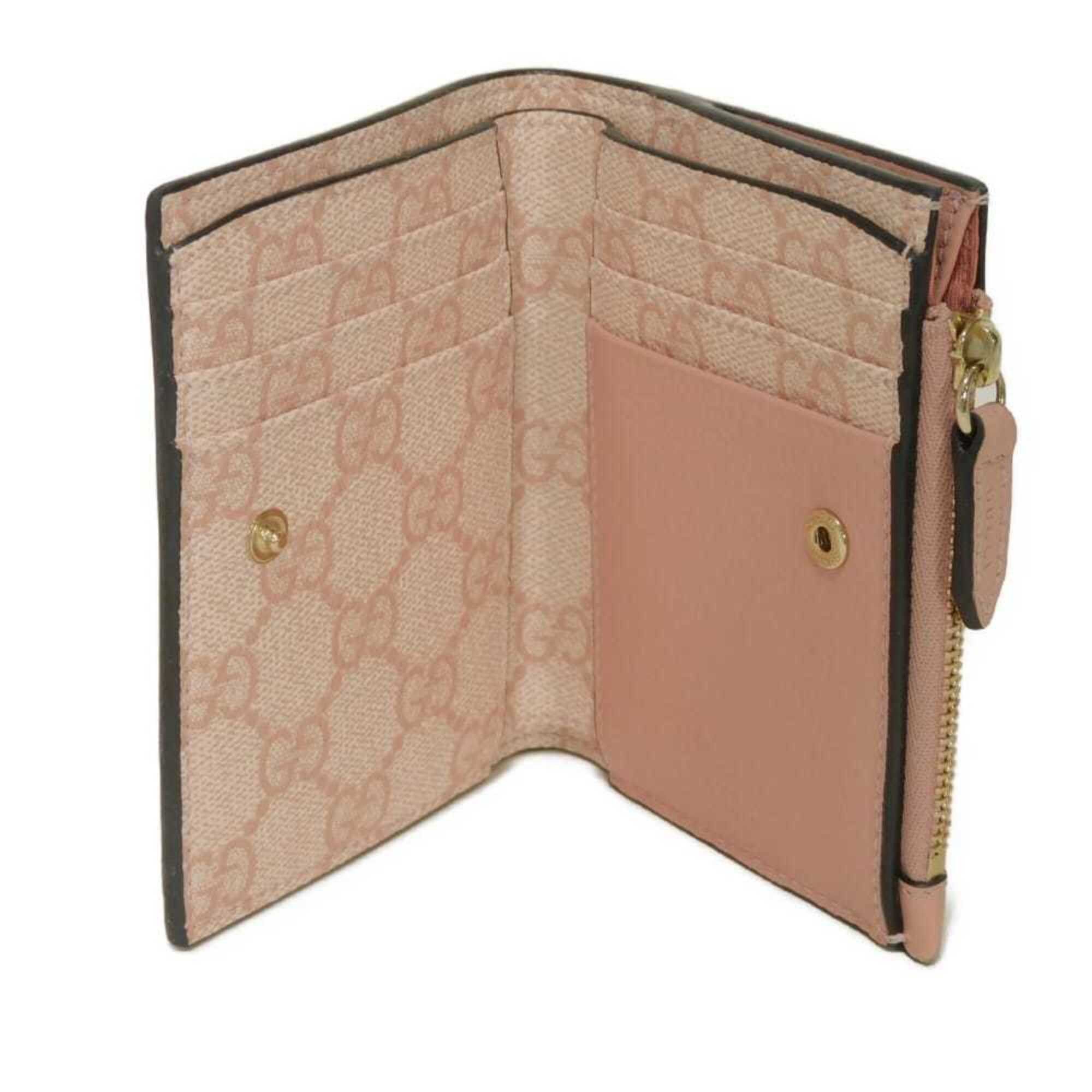 Gucci Gucci Bi-fold Wallet, GG Emblem, Medium Zip, Logo, Smooth Calfskin, Supreme, Dusty Pink, 826718 AAEQ7 6941, Women's Size ONE SIZE - 5 Thumbnail