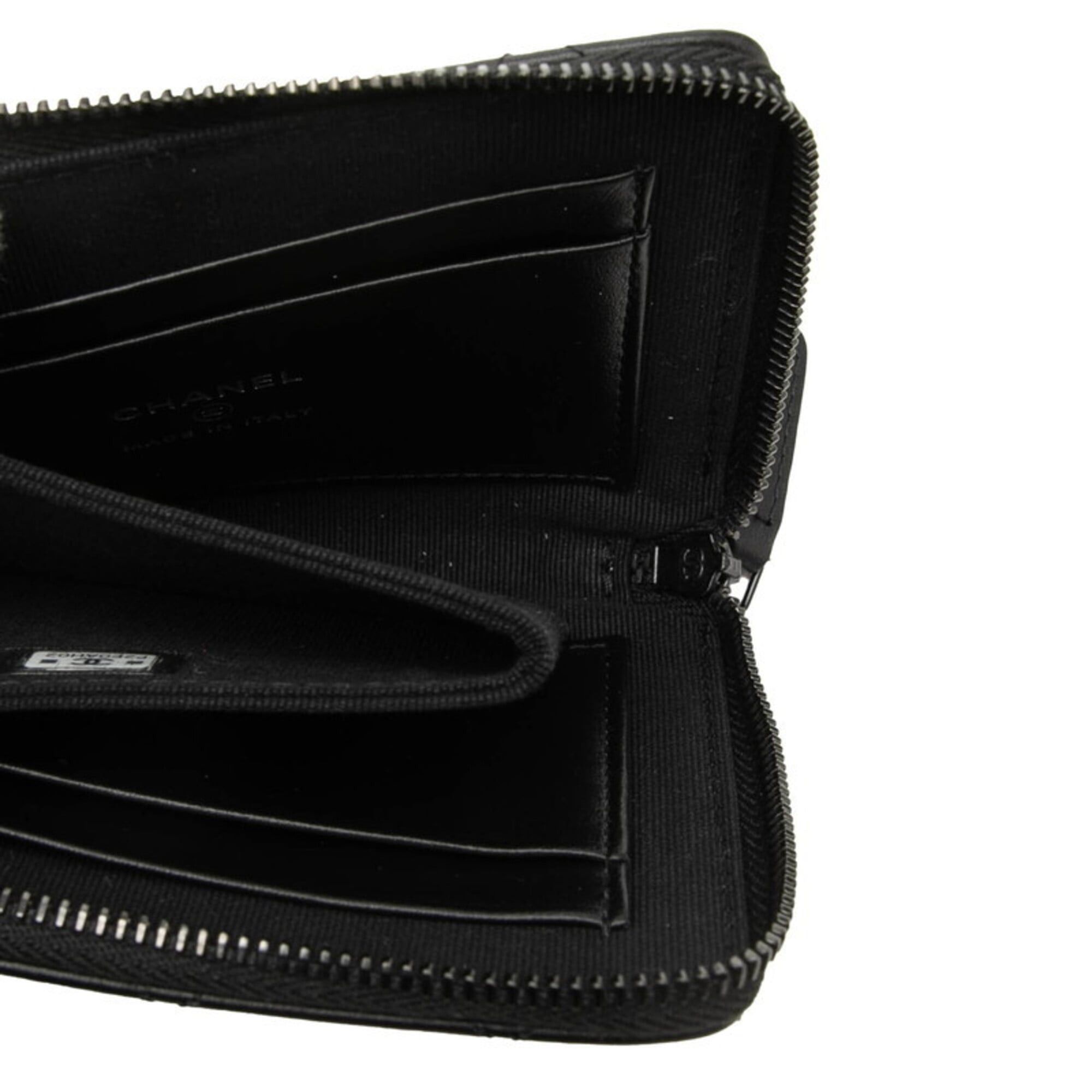 Chanel Chanel Coco Mark Matelassé Wallet/Coin Case Compact Wallet L-shaped Zipper AP3997 So Black Leather Women's CHANEL Size ONE SIZE - 4 Thumbnail
