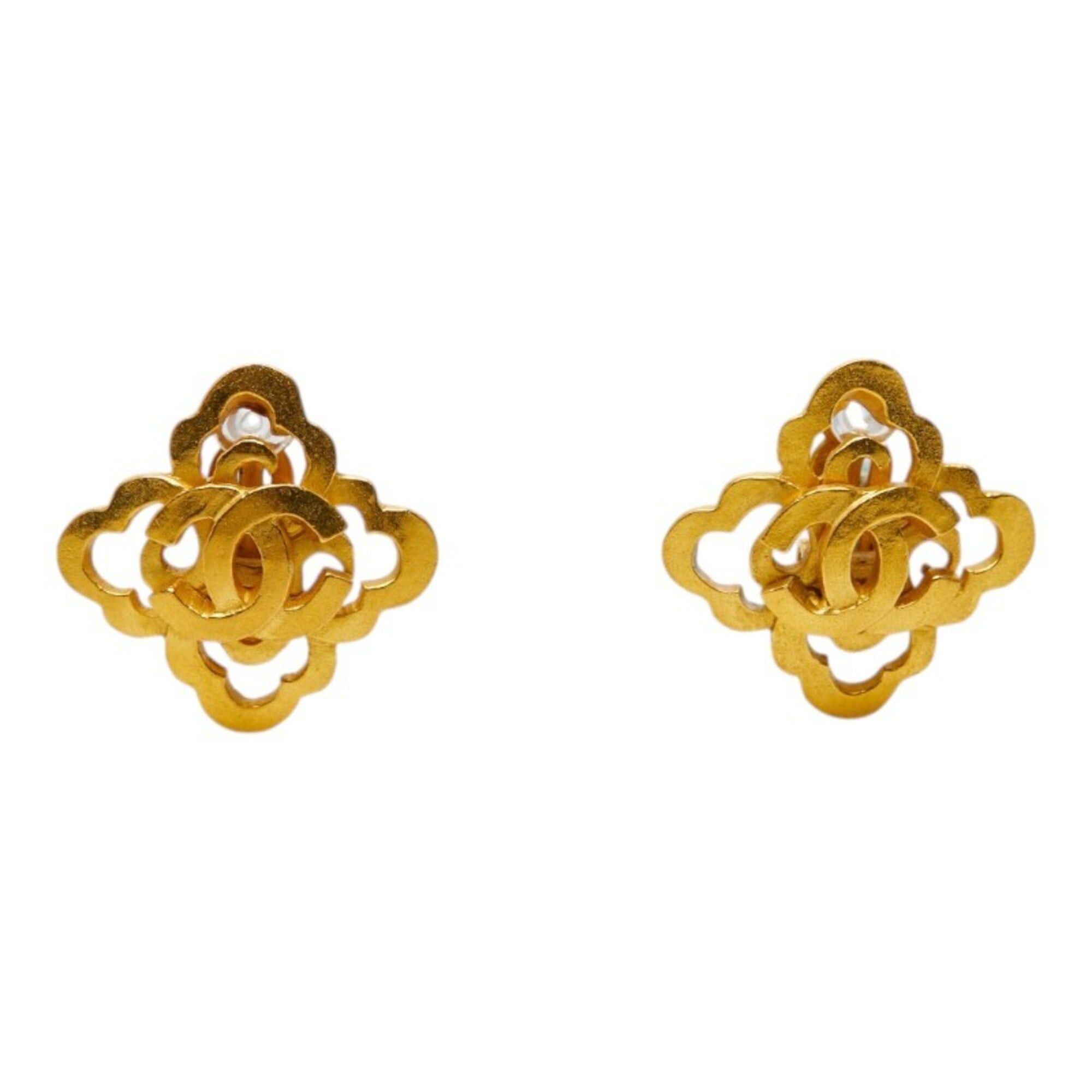 Chanel Chanel Vintage Coco Mark Earrings, Gold Plated, Women's CHANEL Size ONE SIZE - 2 Thumbnail