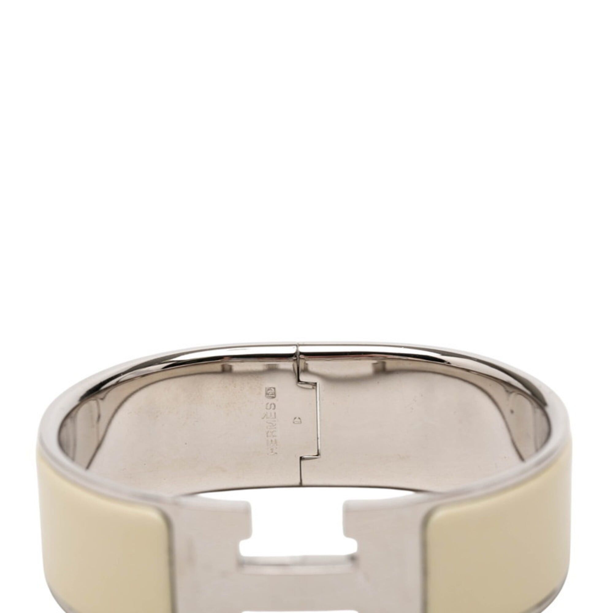 Hermes Hermes Clic Clac GM H Logo Enamel Bracelet Ivory Silver Metal Women's HERMES Size ONE SIZE - 5 Thumbnail