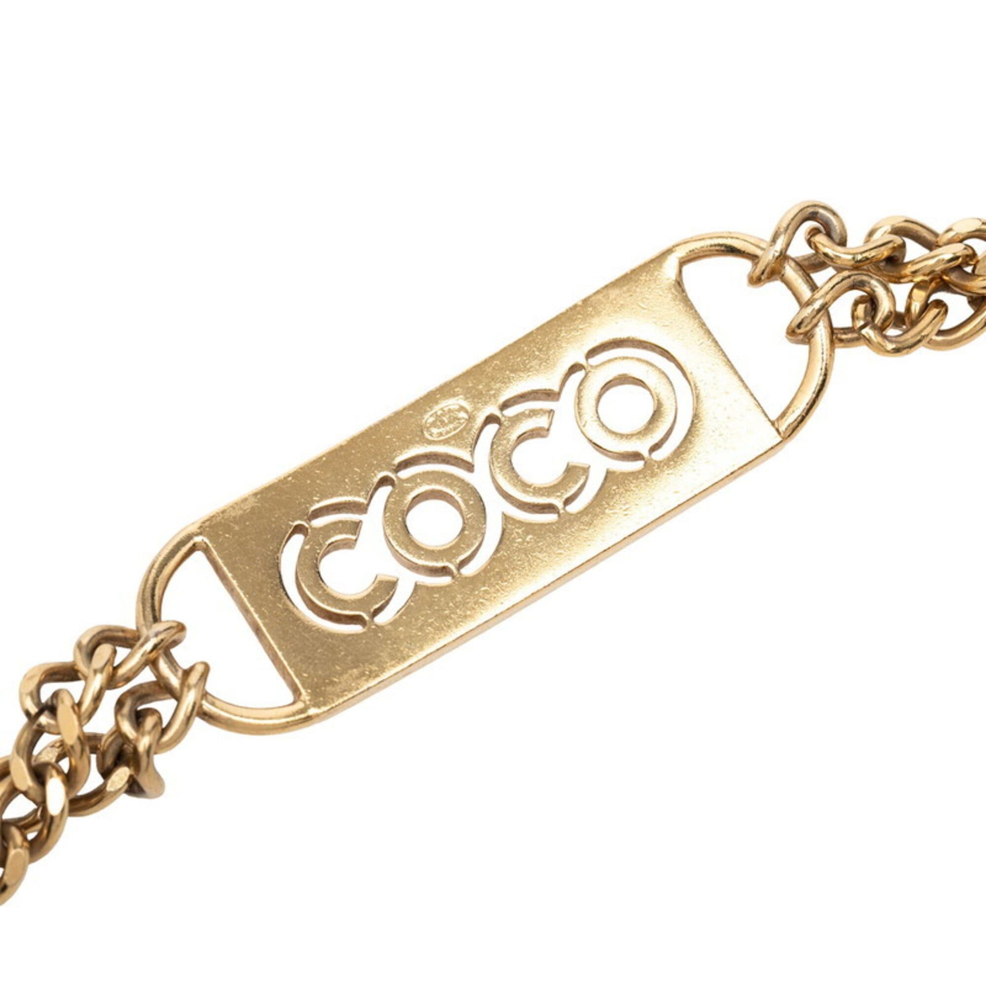 Chanel Chanel Coco Mark Logo Plate Chain Belt, 02P Engraving, Gold Plated, Women's. Size ONE SIZE - 3 Thumbnail