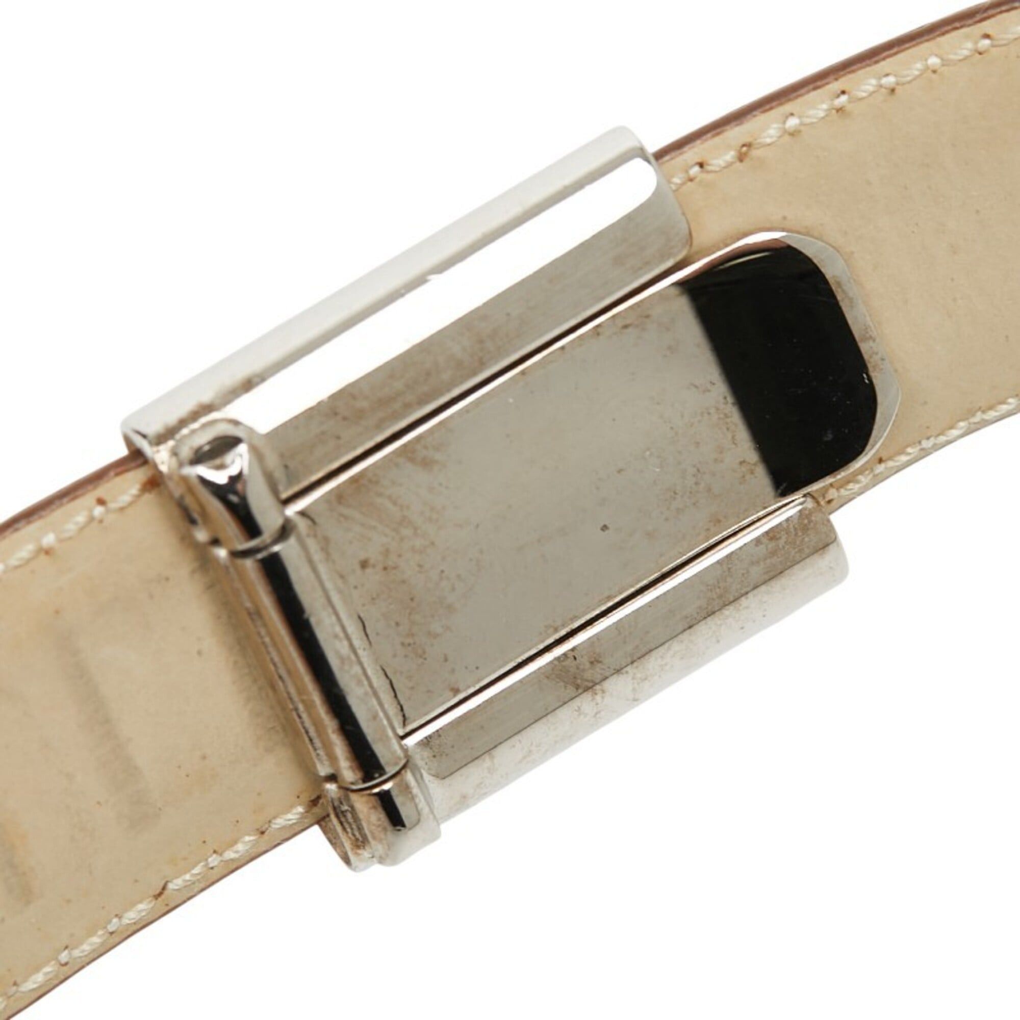 Salvatore Ferragamo Salvatore Ferragamo Gancini Belt, Size: 75, Beige Silver Leather Metal, Women's. Size ONE SIZE - 5 Thumbnail