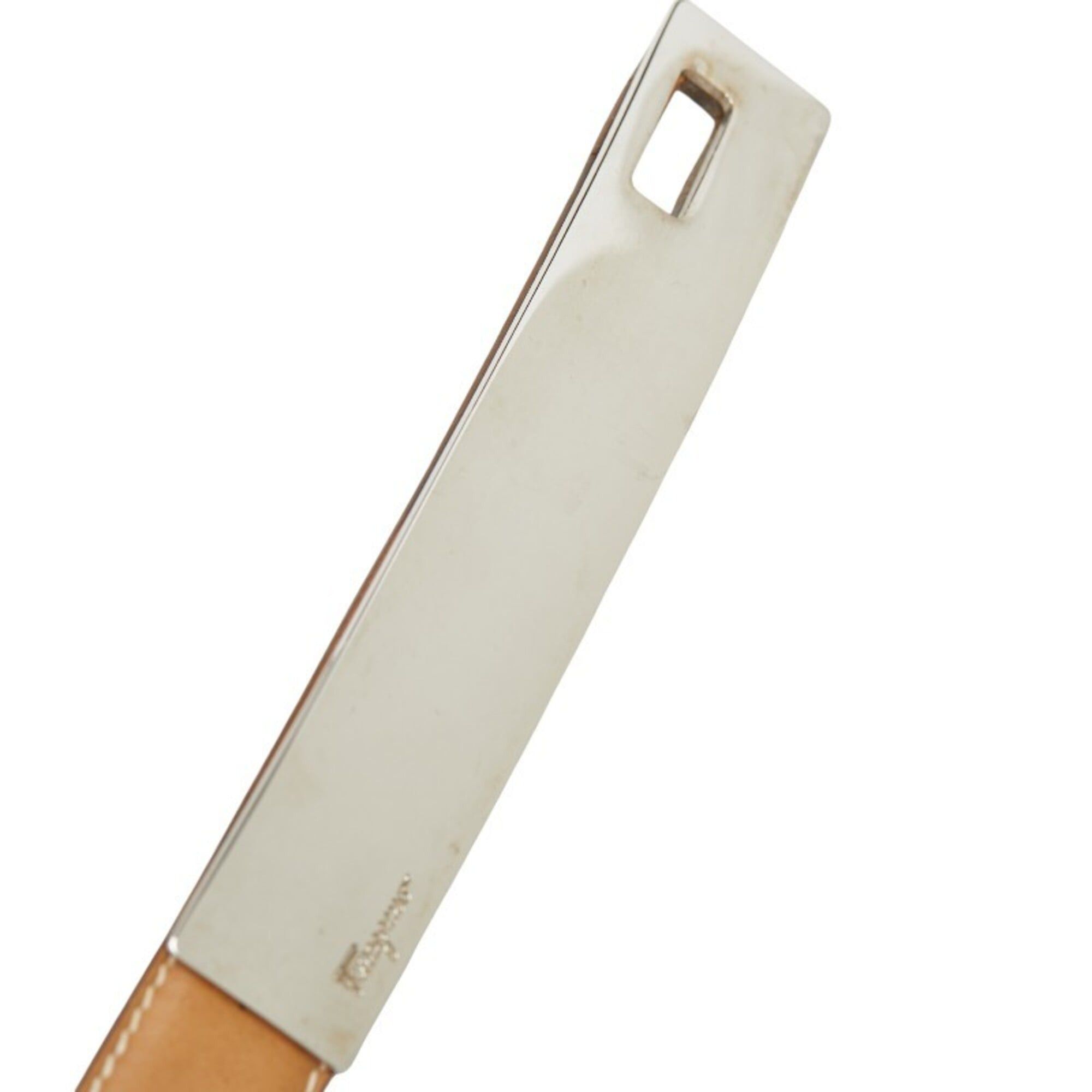Salvatore Ferragamo Salvatore Ferragamo Gancini Belt, Size: 75, Beige Silver Leather Metal, Women's. Size ONE SIZE - 7 Thumbnail