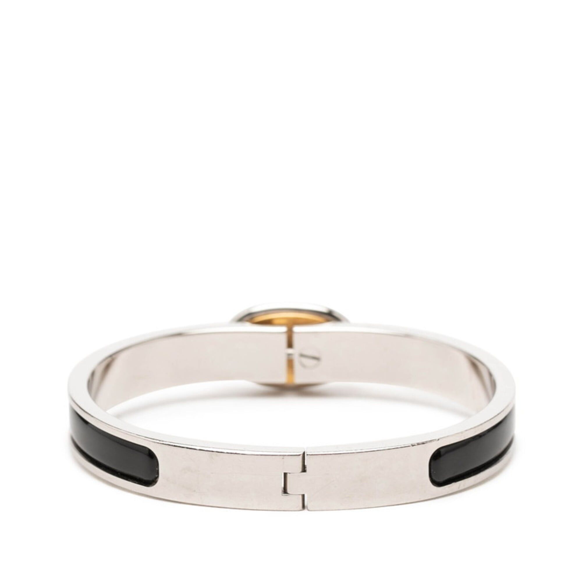 Hermes Hermes Mini Click Chaine d'Ancre Bracelet, Silver, Black Metal Enamel, Women's HERMES Size ONE SIZE - 3 Thumbnail