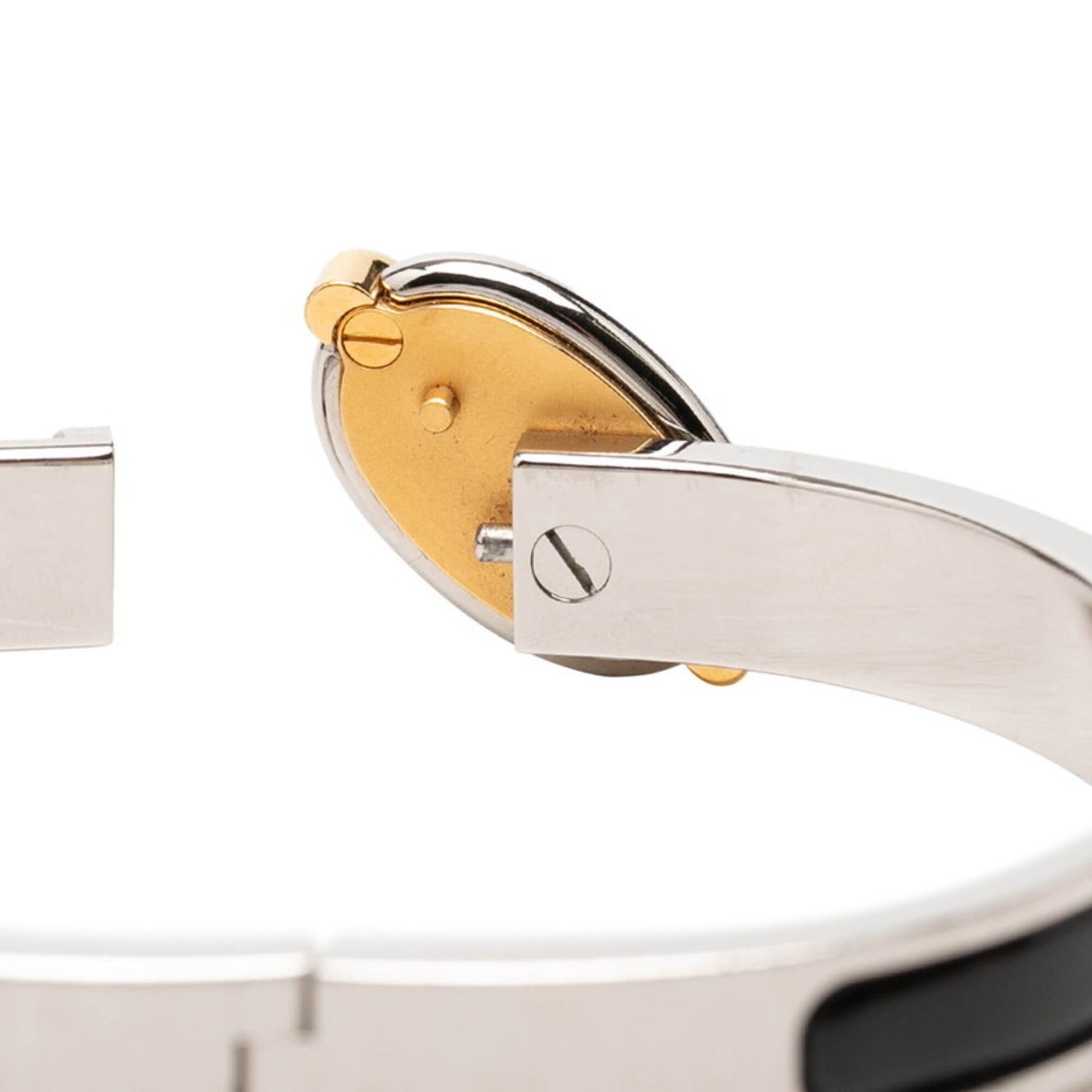 Hermes Hermes Mini Click Chaine d'Ancre Bracelet, Silver, Black Metal Enamel, Women's HERMES Size ONE SIZE - 4 Thumbnail