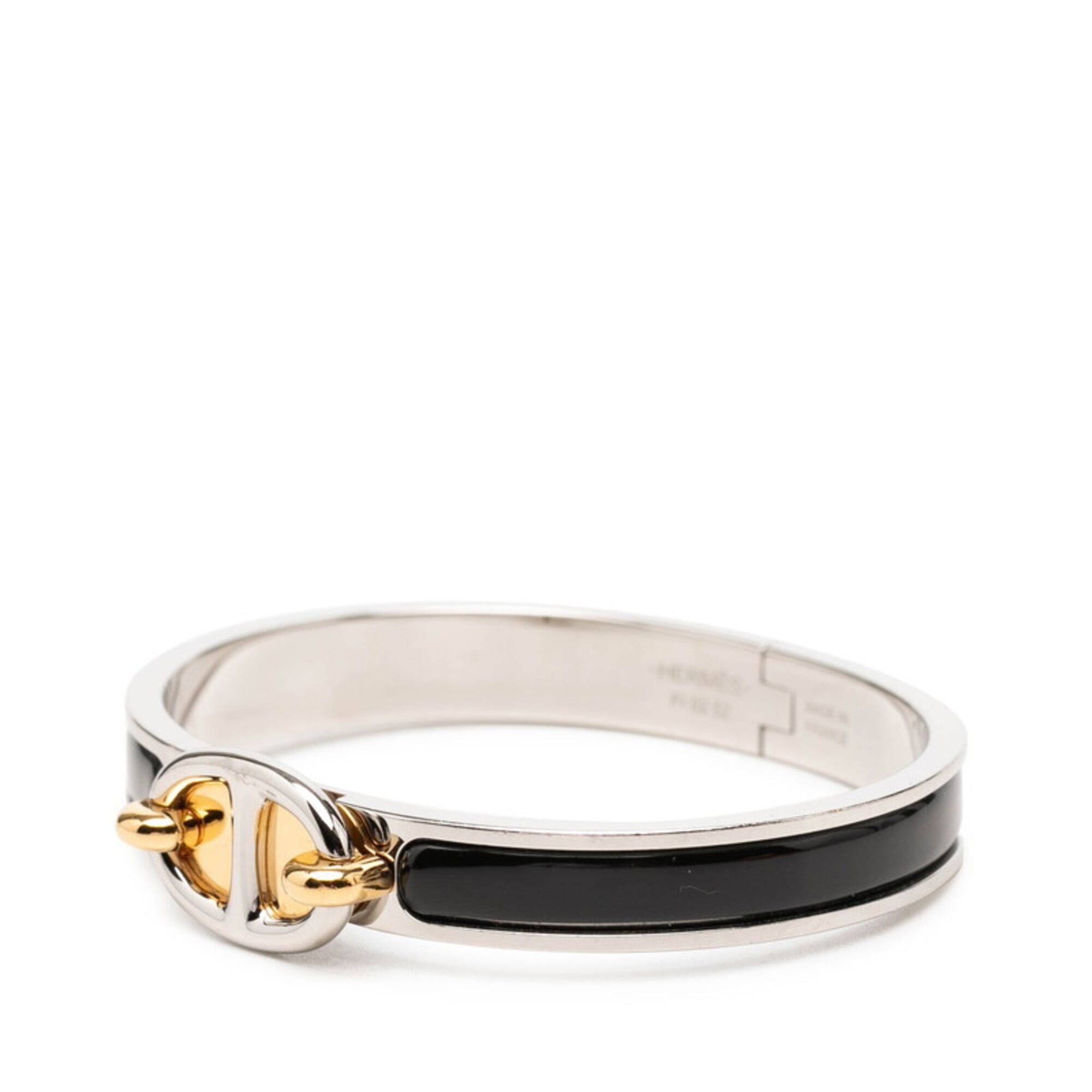 Hermes Hermes Mini Click Chaine d'Ancre Bracelet, Silver, Black Metal Enamel, Women's HERMES Size ONE SIZE - 2 Thumbnail