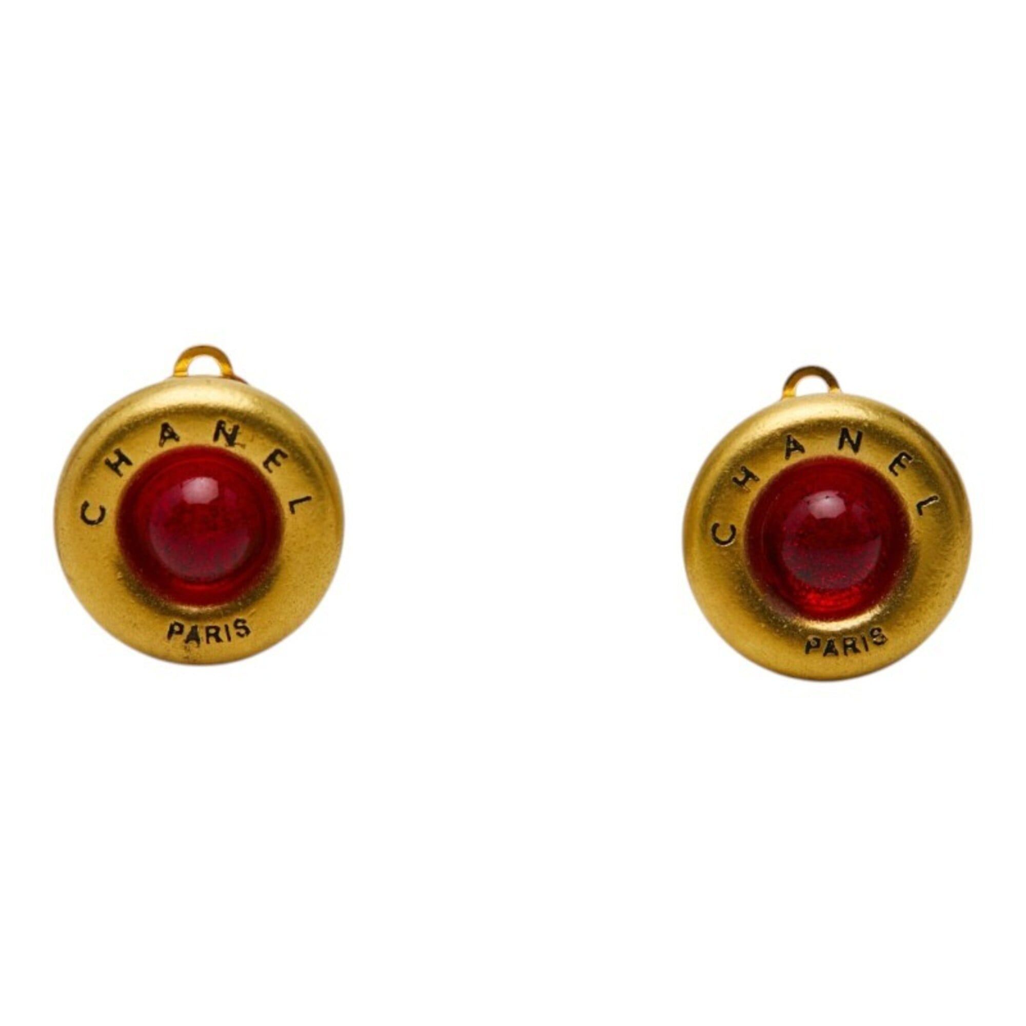 Chanel Chanel Gripoix Vintage Earrings 93A Gold Red Plated Women's CHANEL Size ONE SIZE - 2 Thumbnail