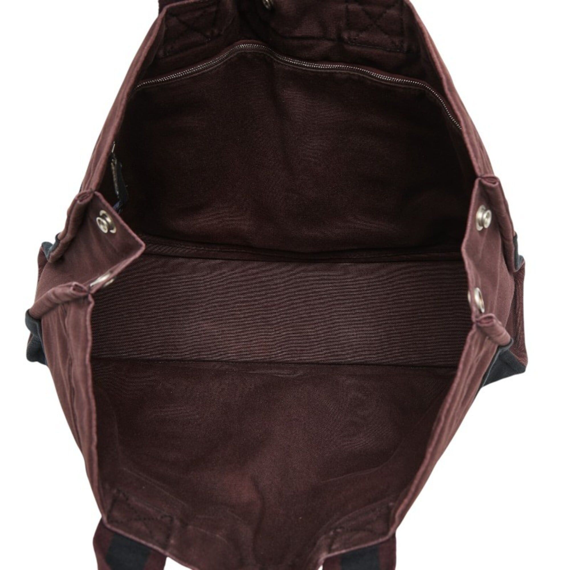 Hermes Hermes Fourre-Tout MM Handbag Tote Bag Wine Red Black Canvas Women's HERMES Size ONE SIZE - 8 Thumbnail