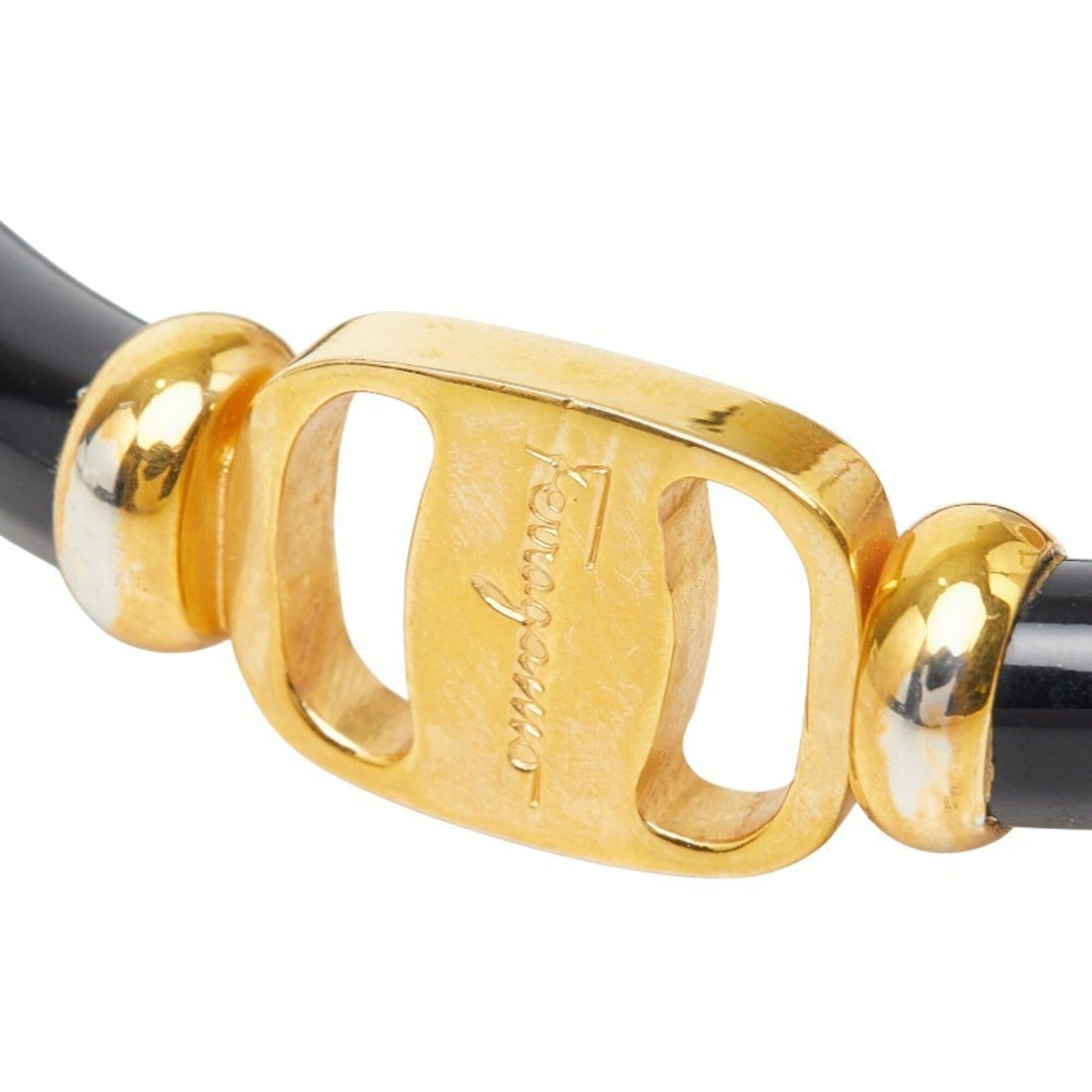 Salvatore Ferragamo Salvatore Ferragamo Vara Bangle, Gold and Black Plastic Plated, Women's. Size ONE SIZE - 3 Thumbnail