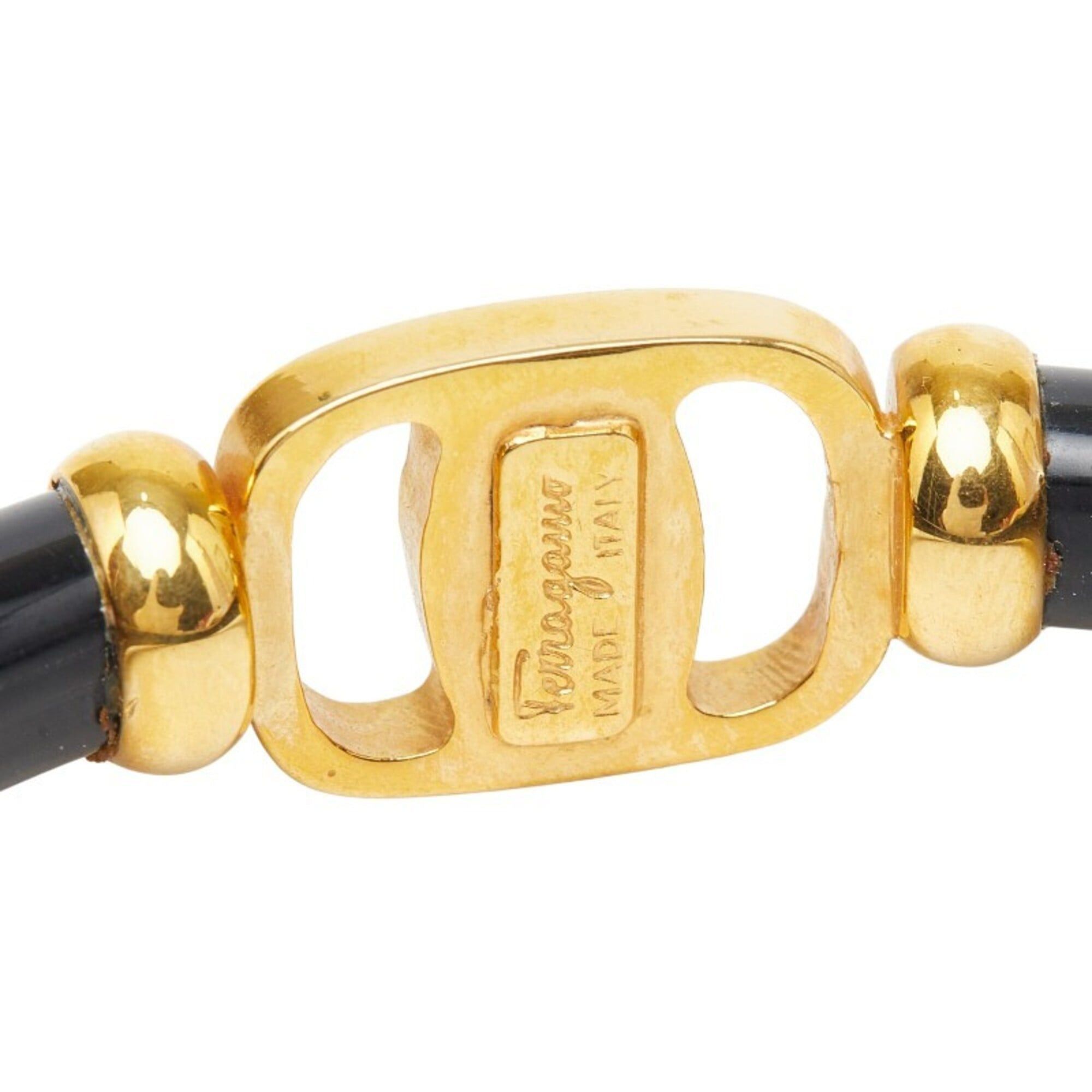 Salvatore Ferragamo Salvatore Ferragamo Vara Bangle, Gold and Black Plastic Plated, Women's. Size ONE SIZE - 4 Thumbnail