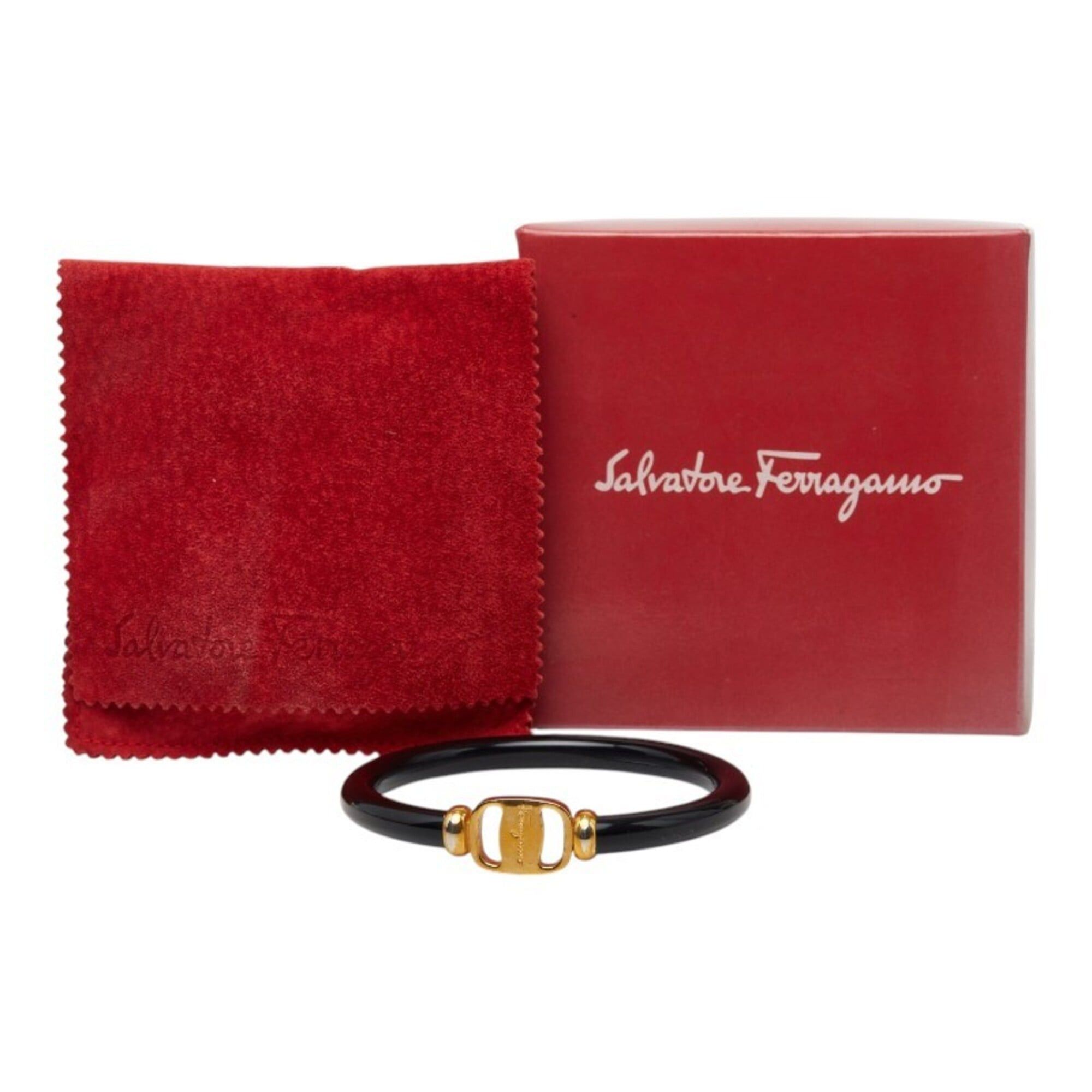 Salvatore Ferragamo Salvatore Ferragamo Vara Bangle, Gold and Black Plastic Plated, Women's. Size ONE SIZE - 6 Thumbnail