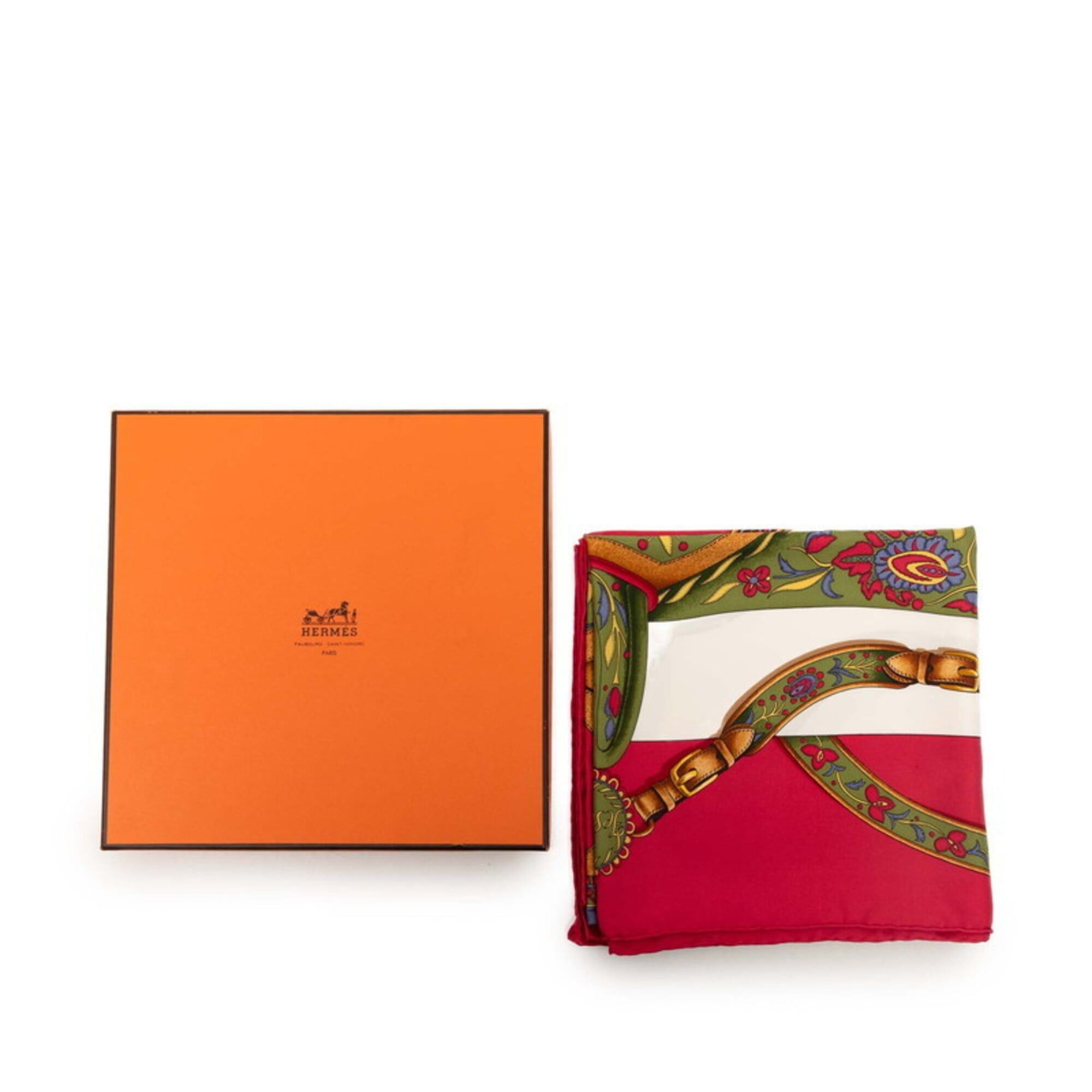Hermes Hermes Carre 90 Festival Scarf/Muffler, Large Size, Red/Multicolor Silk, Women's. Size ONE SIZE - 7 Thumbnail