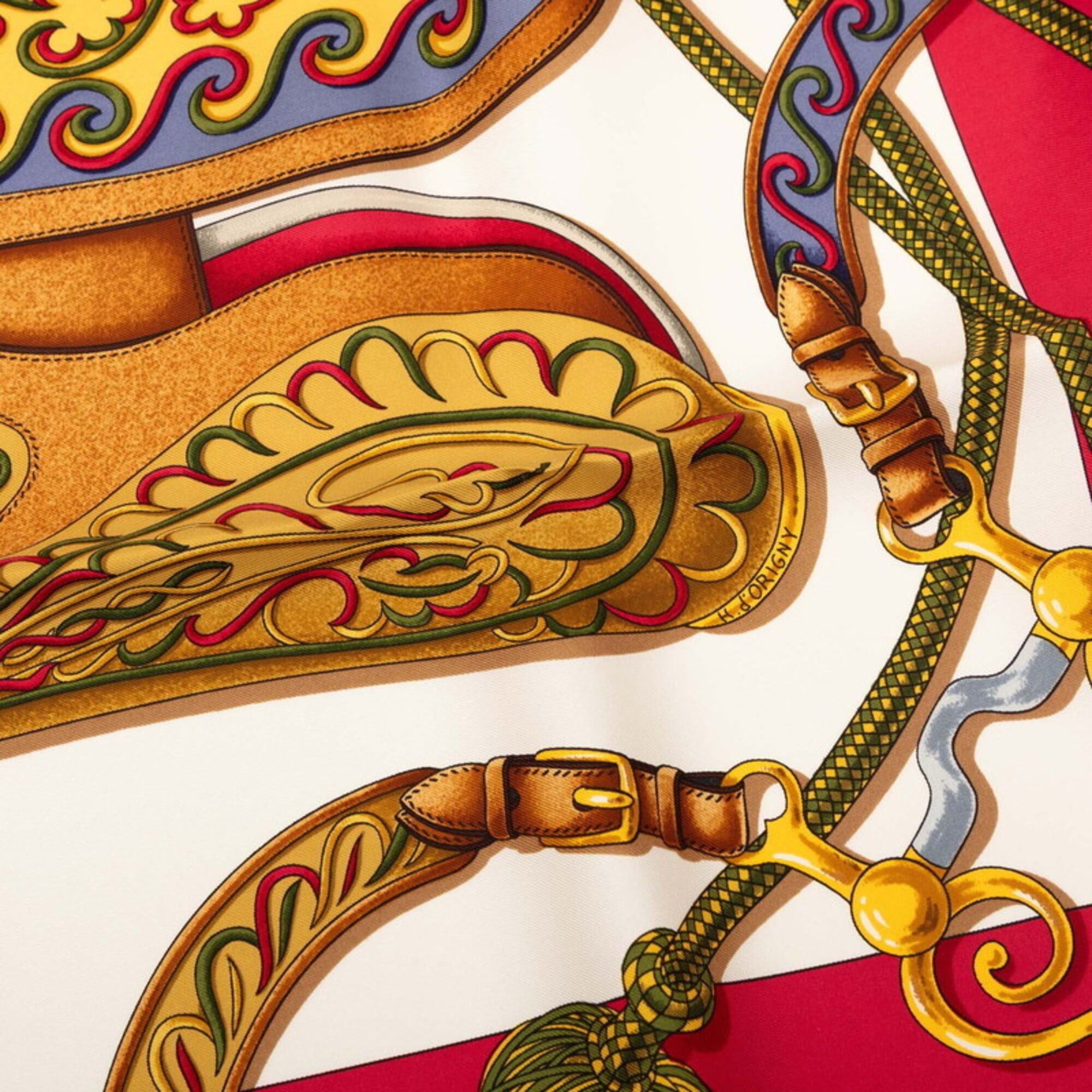 Hermes Hermes Carre 90 Festival Scarf/Muffler, Large Size, Red/Multicolor Silk, Women's. Size ONE SIZE - 4 Thumbnail