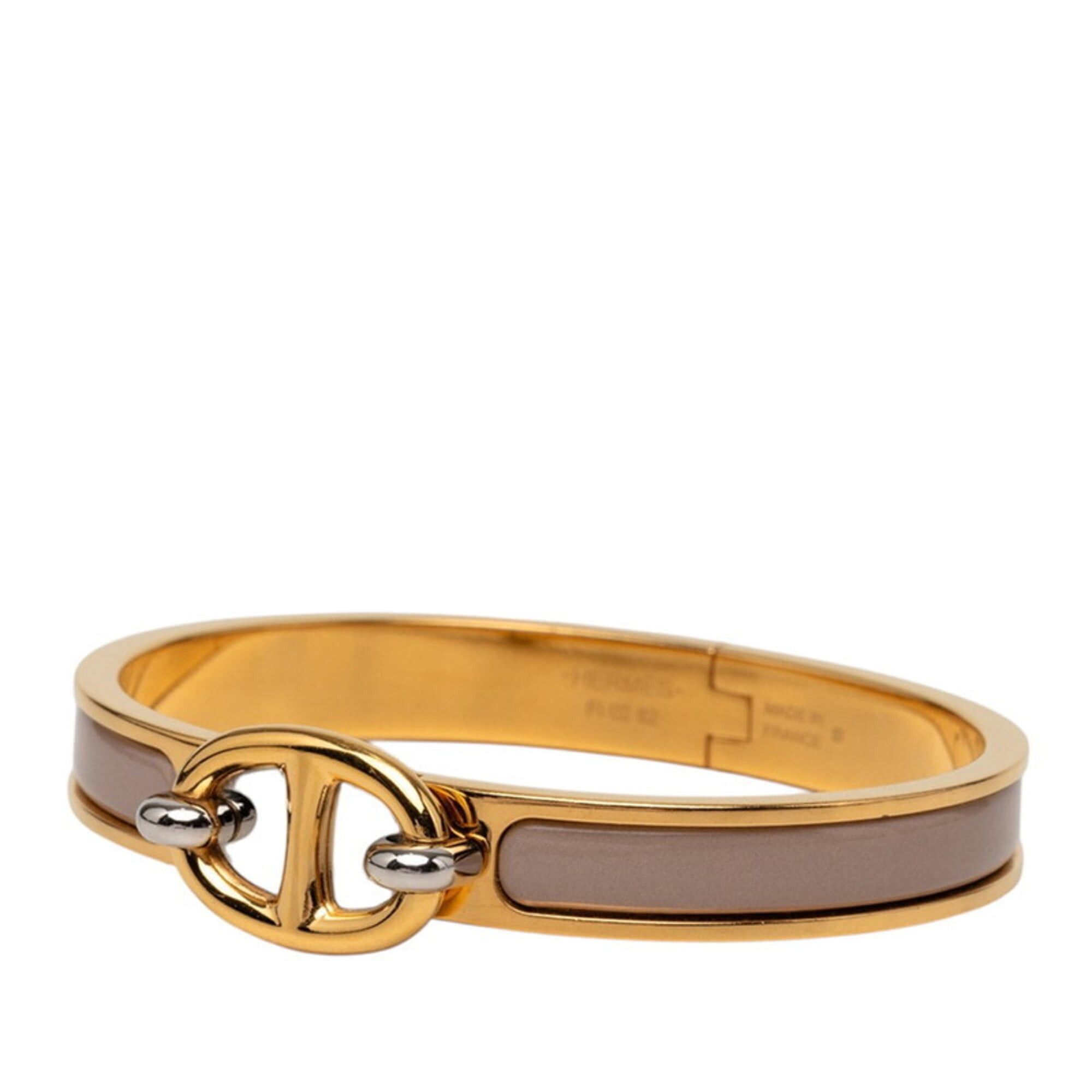 Hermes Hermes Mini Click Chaine d'Ancre PM Bracelet, Gold, Marron Glacé, Greige Plated Enamel, Women's HERMES Size ONE SIZE - 2 Thumbnail