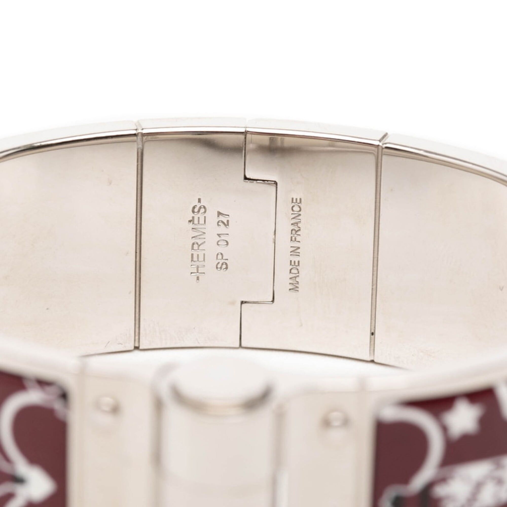 Hermes Hermes Charnière GM Enamel Bracelet Black Wine Red Silver Metal Women's HERMES Size ONE SIZE - 4 Thumbnail