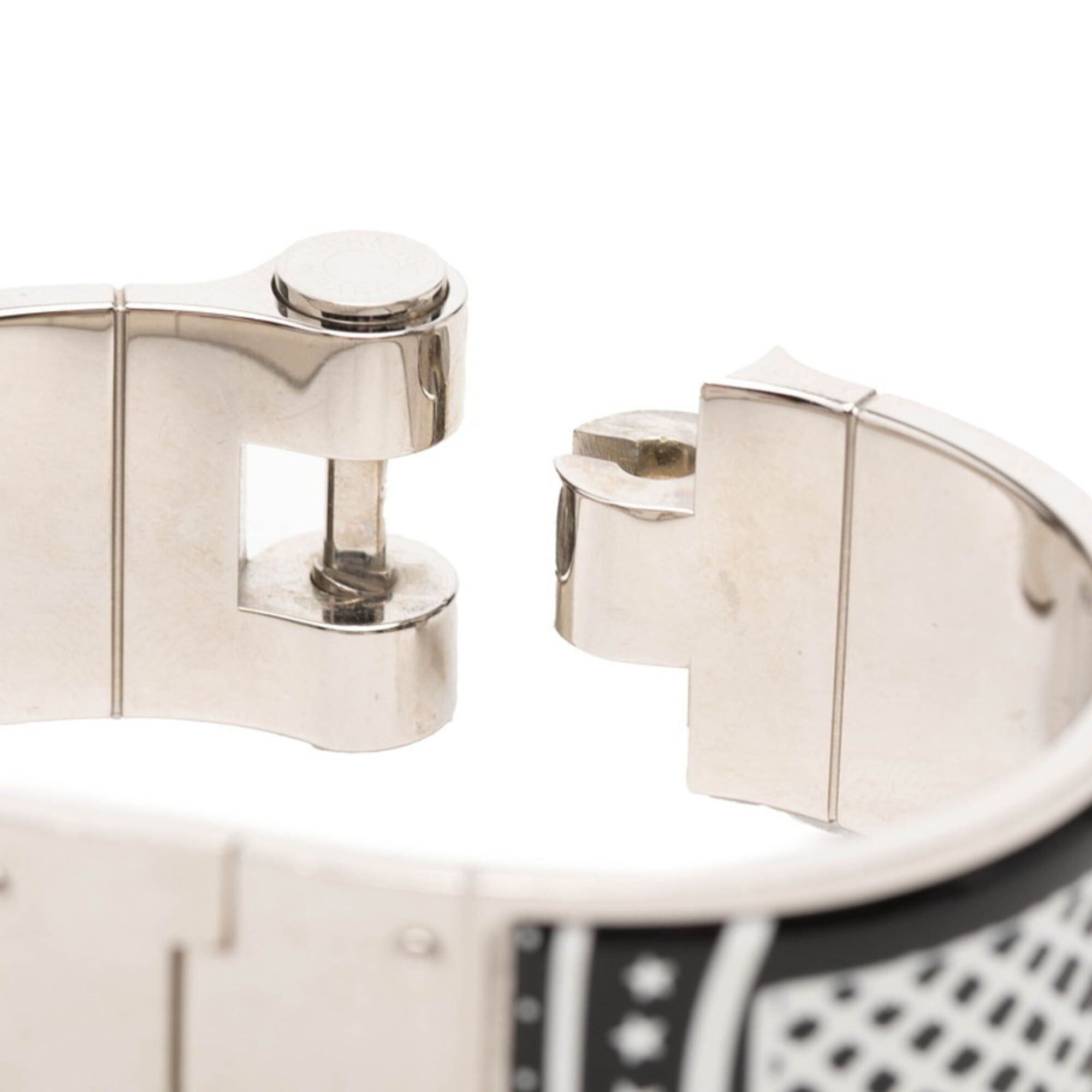 Hermes Hermes Charnière GM Enamel Bracelet Black Wine Red Silver Metal Women's HERMES Size ONE SIZE - 5 Thumbnail