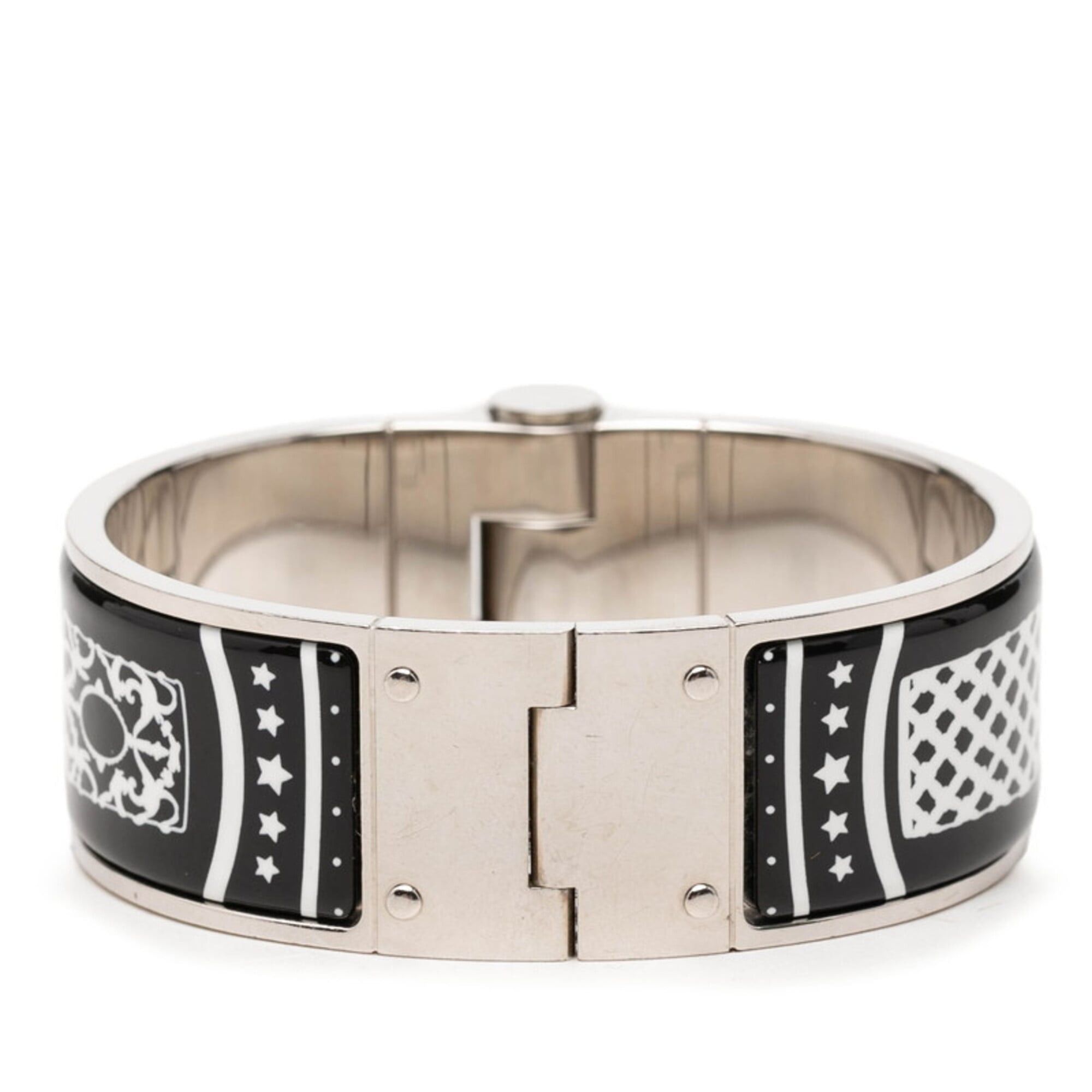 Hermes Hermes Charnière GM Enamel Bracelet Black Wine Red Silver Metal Women's HERMES Size ONE SIZE - 3 Thumbnail