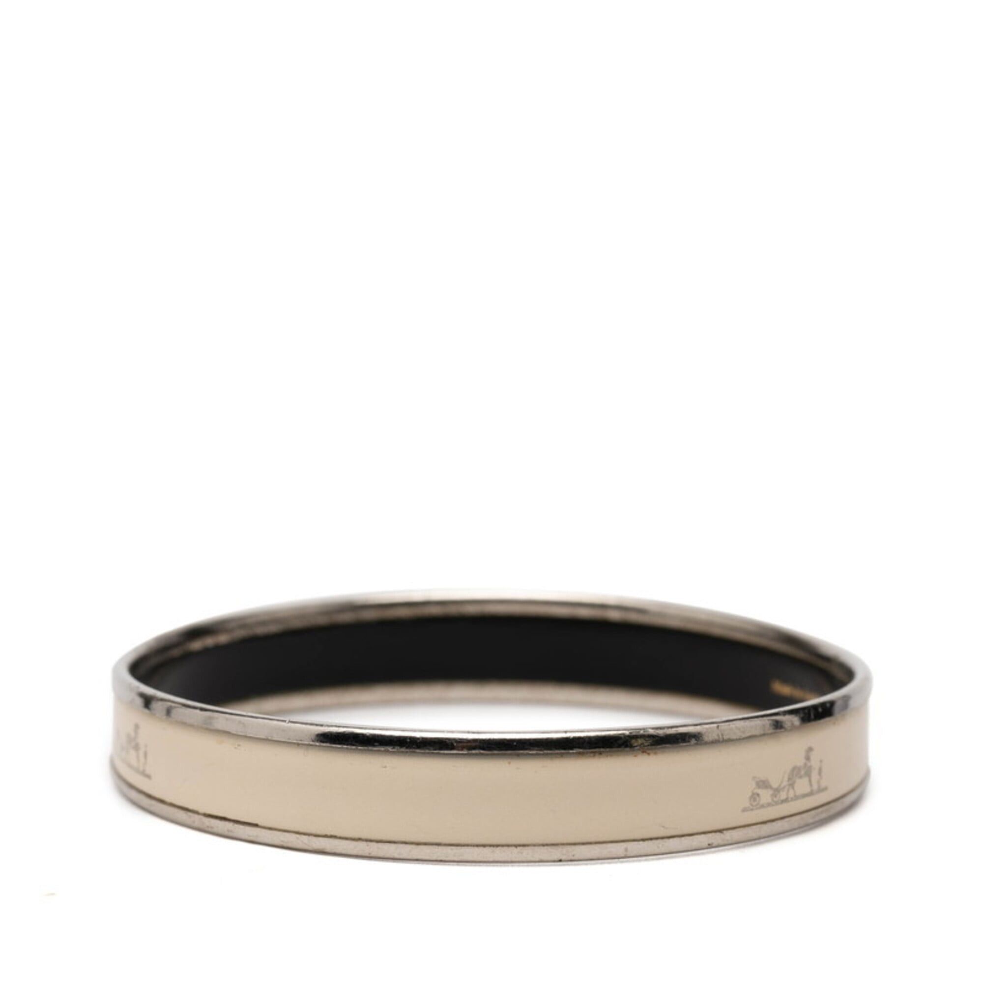 Hermes Hermes Email PM Bangle, Silver, Ivory Metal Enamel, Women's Size ONE SIZE - 2 Thumbnail