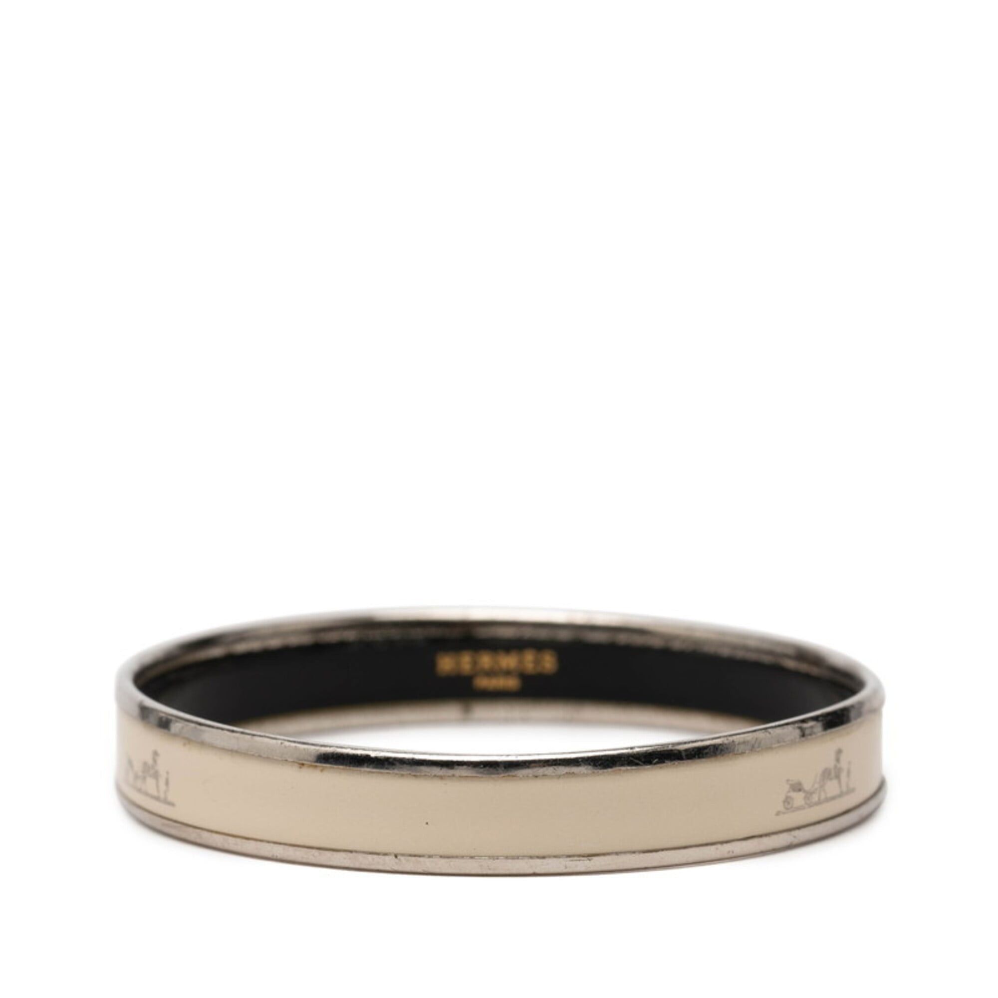 Hermes Hermes Email PM Bangle, Silver, Ivory Metal Enamel, Women's Size ONE SIZE - 3 Thumbnail