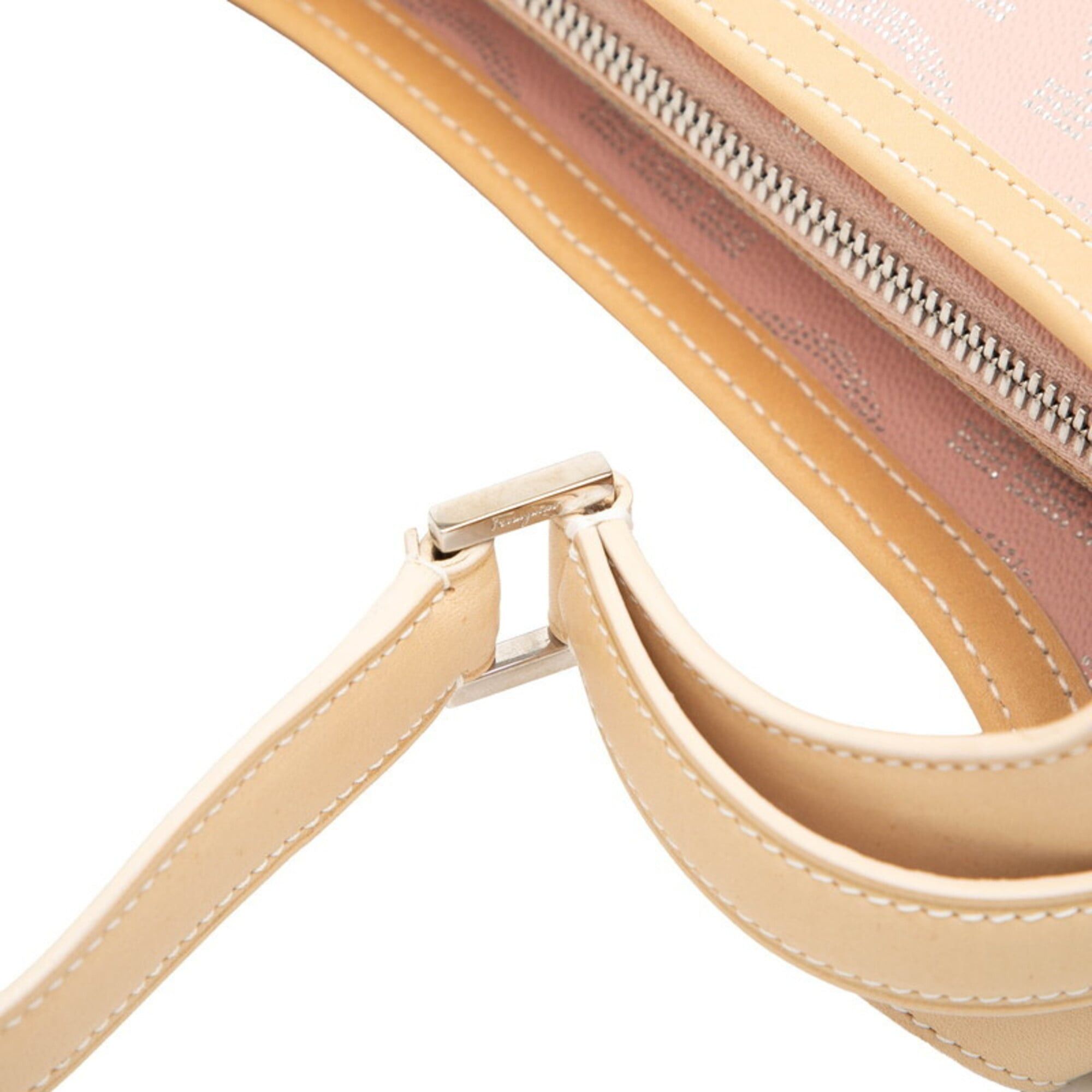 Salvatore Ferragamo Salvatore Ferragamo Gancini One-Shoulder Bag AU-21 7473 Pink Silver Beige Leather Women's Size ONE SIZE - 5 Thumbnail