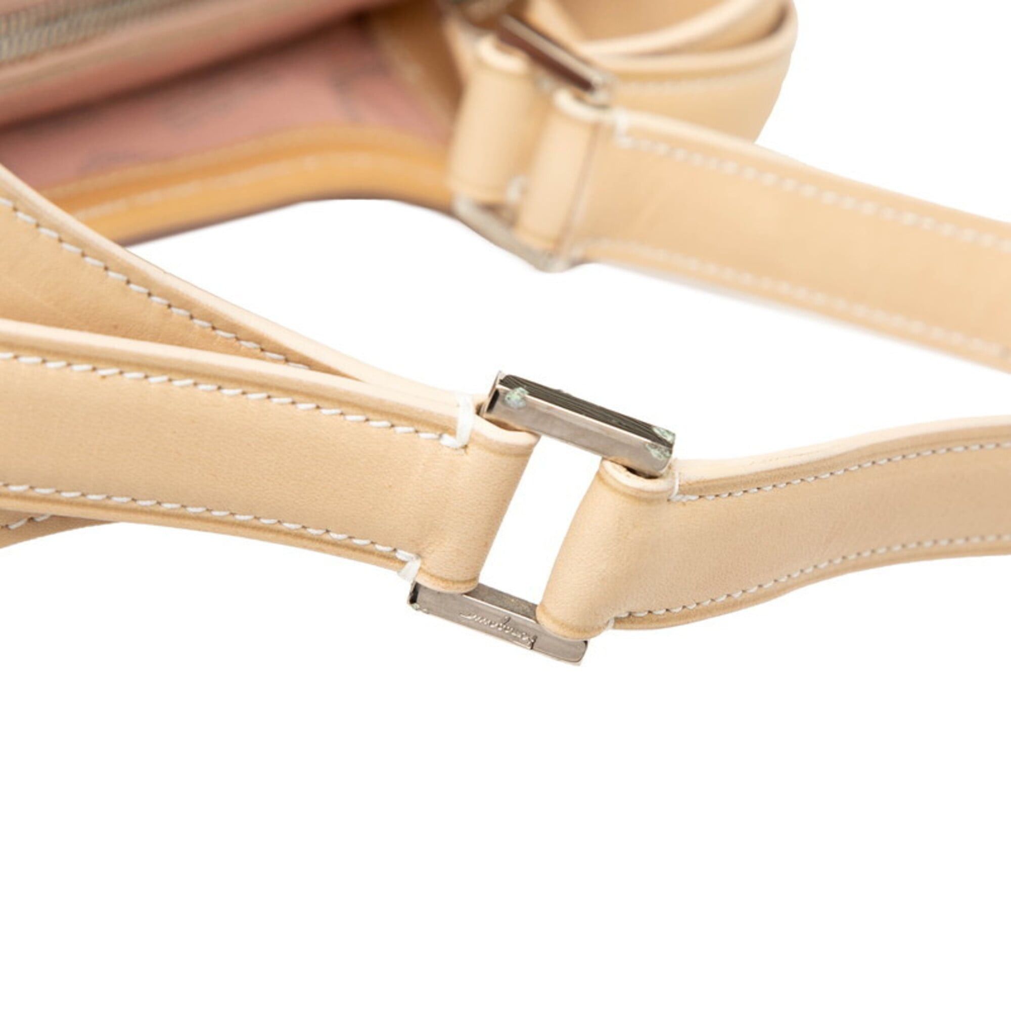 Salvatore Ferragamo Salvatore Ferragamo Gancini One-Shoulder Bag AU-21 7473 Pink Silver Beige Leather Women's Size ONE SIZE - 4 Thumbnail