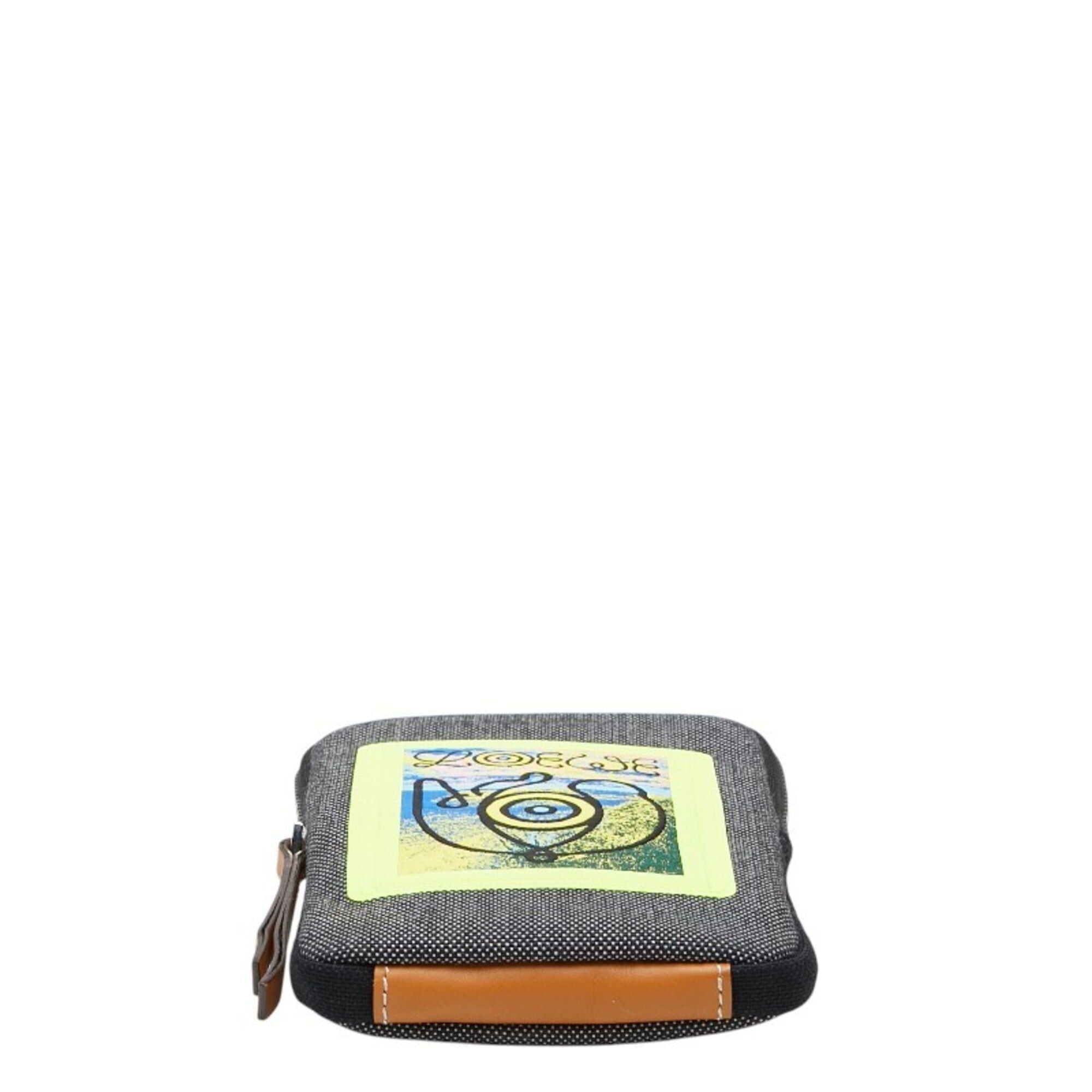 Loewe Loewe Neck Pouch EYE NATURE CASE Shoulder Bag Handbag Gray Black Light Yellow Canvas Women's LOEWE Size ONE SIZE - 3 Thumbnail