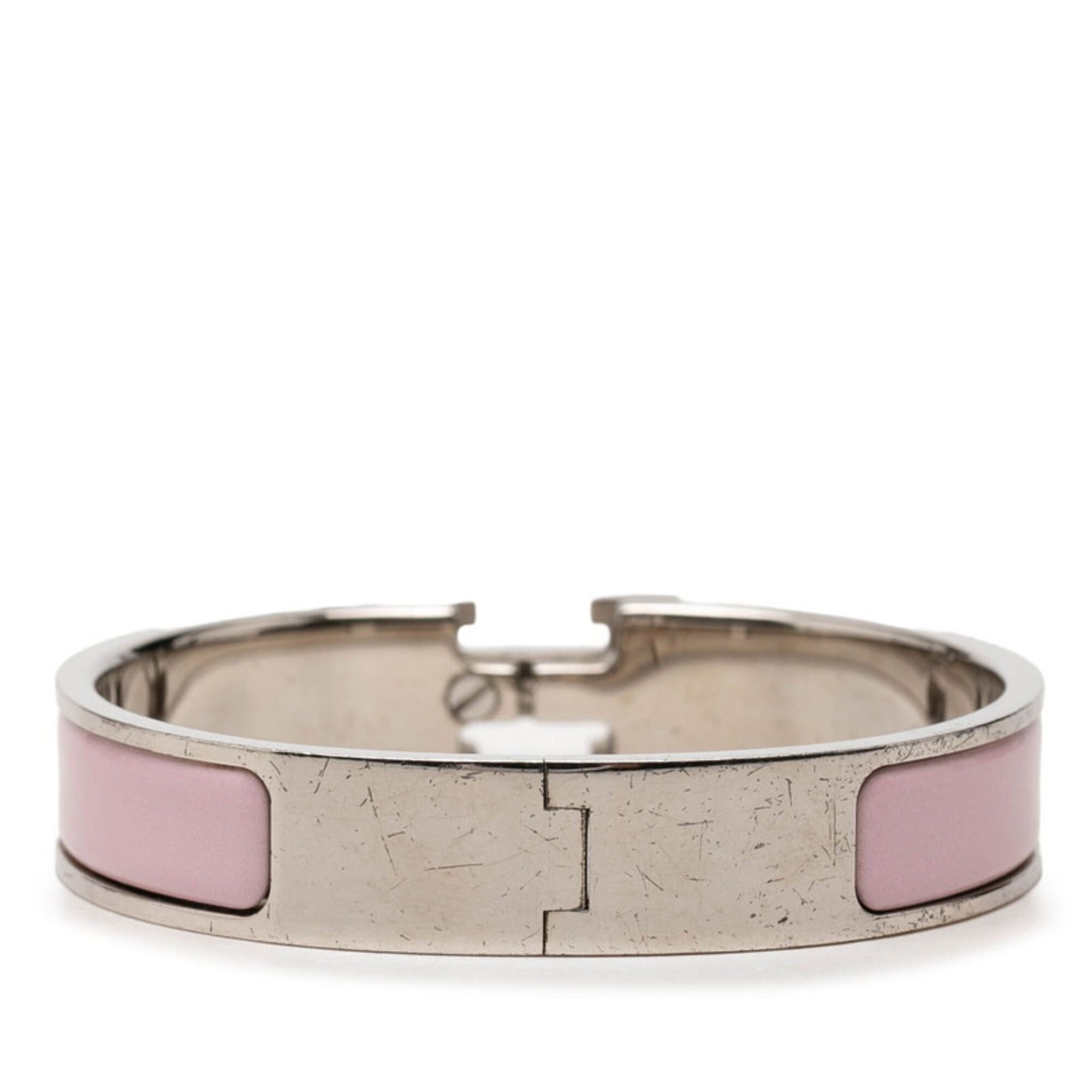 Hermes Hermes Click H PM Bracelet, Silver and Pink Metal Enamel, Women's. Size ONE SIZE - 3 Thumbnail